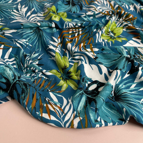 Tropical Leaves Viscose Jersey Fabric