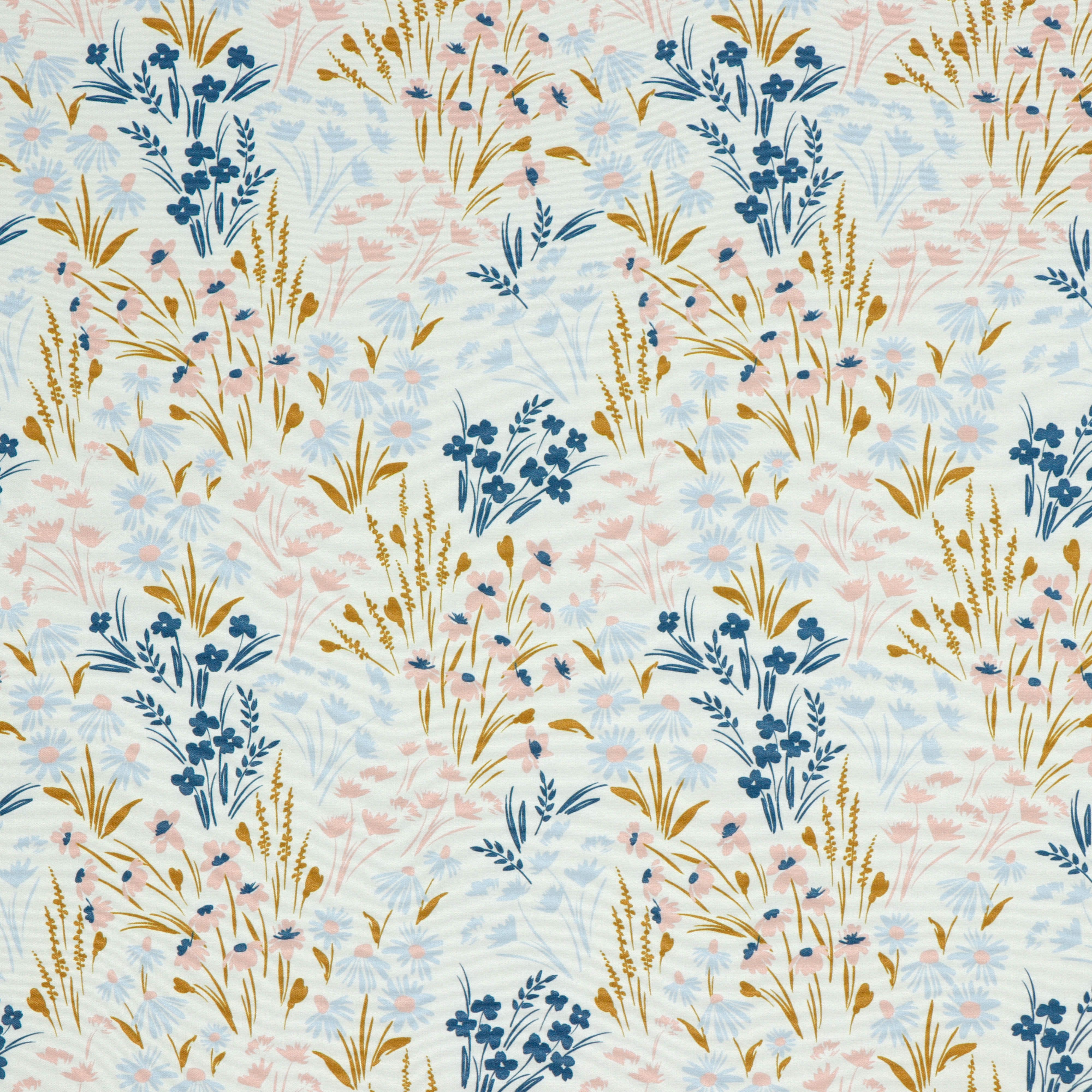 Meadow Flowers in Cream Soft Shell Fleece Fabric