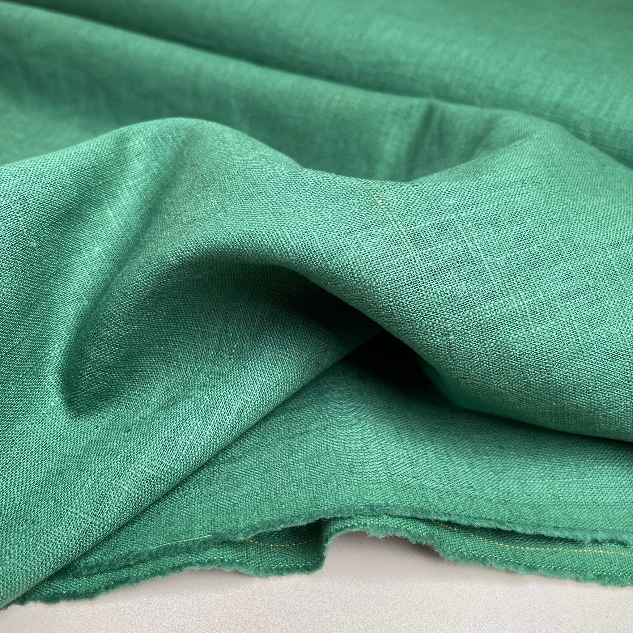 Breeze Grass Green - Enzyme Washed Pure Linen Fabric