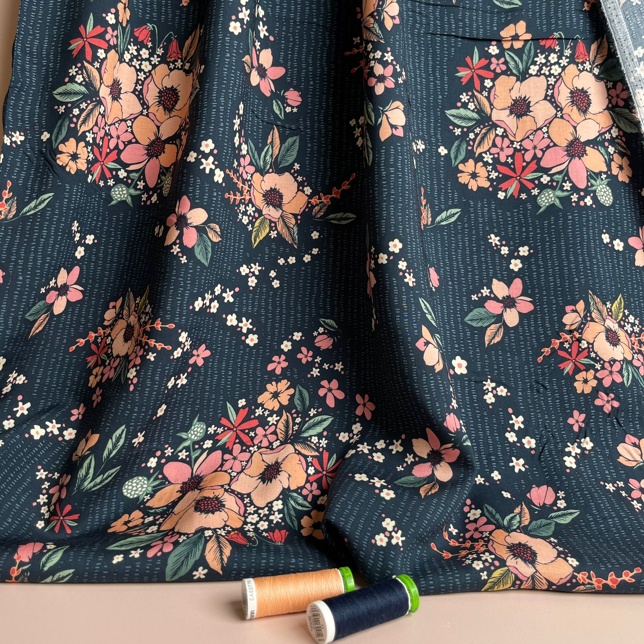 Art Gallery Fabrics - Floral Keepsakes Night Rayon from Woodland Keeper