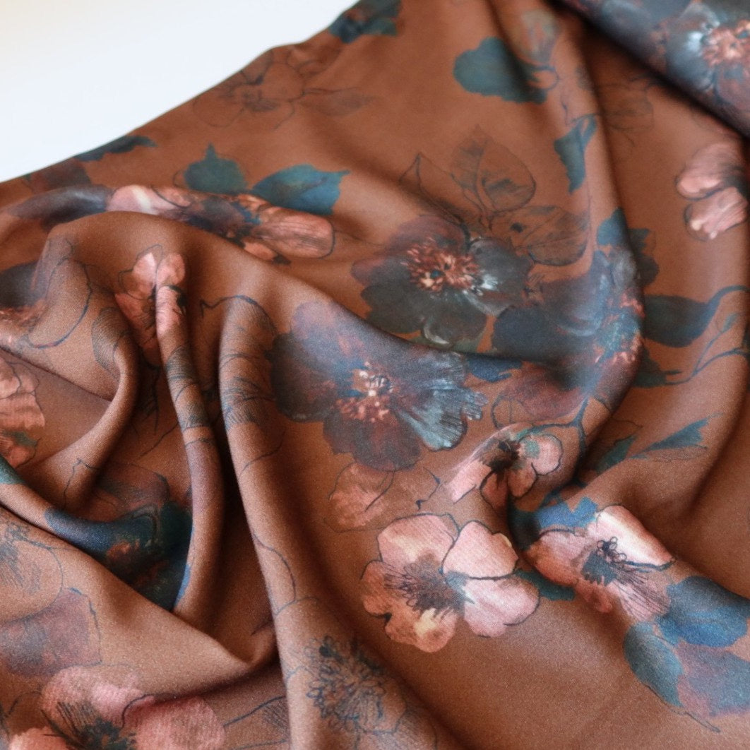 REMNANT 1.20 Metre + free small section with fault - Pecan Alice Woven Viscose Fabric