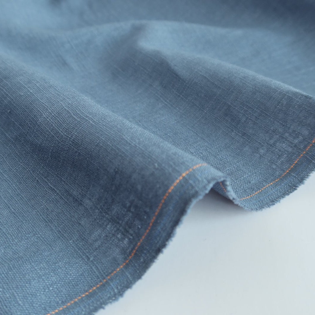 REMNANT 0.49 Metre - Breeze Denim - Enzyme Washed Pure Linen Fabric