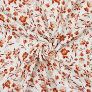 REMNANT 2.5 Metres - Sweet Small Flowers on White Cotton Double Gauze