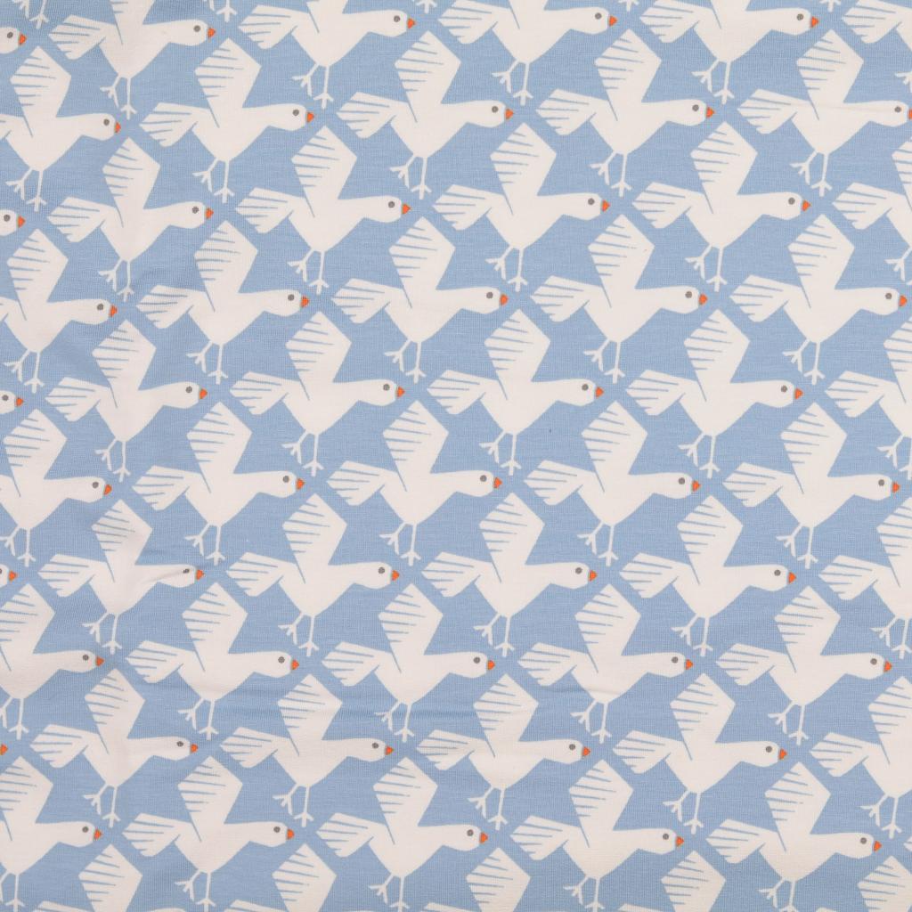 Seagulls on Light Blue Organic Cotton French Terry