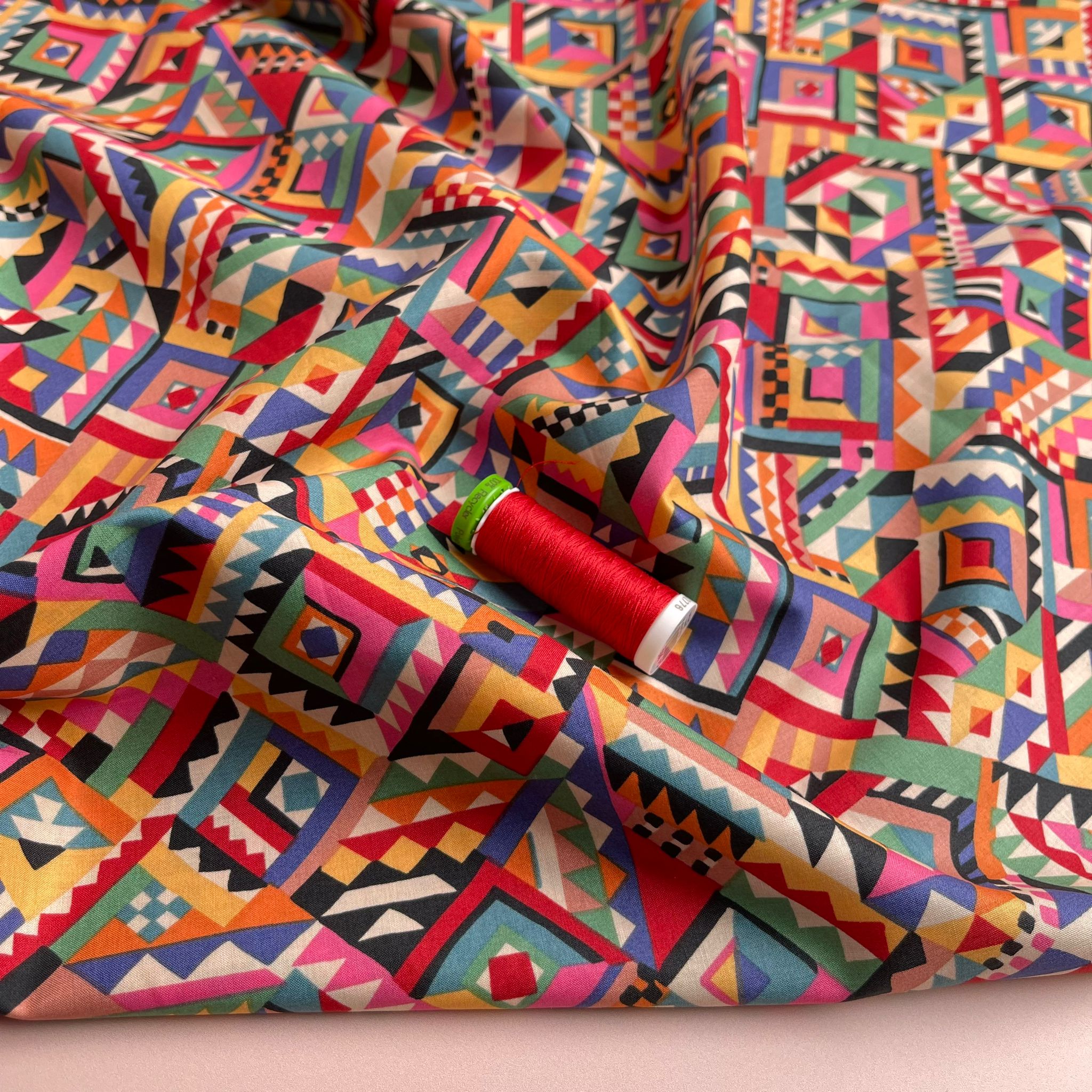 Rainbow Aztec Cotton Lawn Fabric