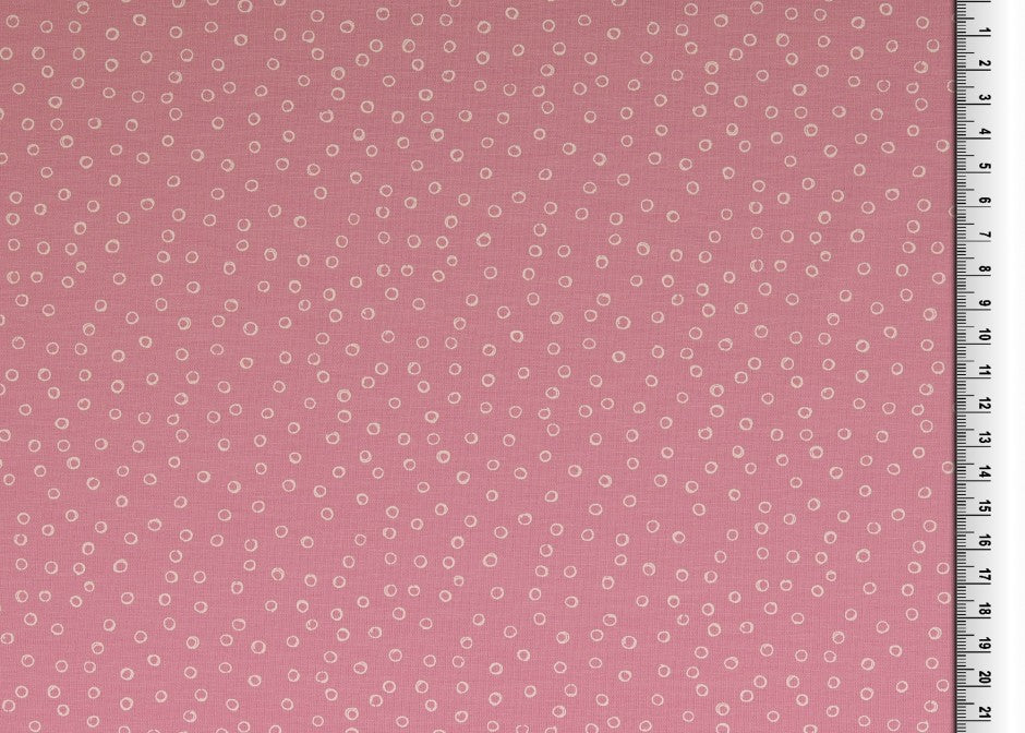 Doodle Circles Pink Cotton Jersey Fabric