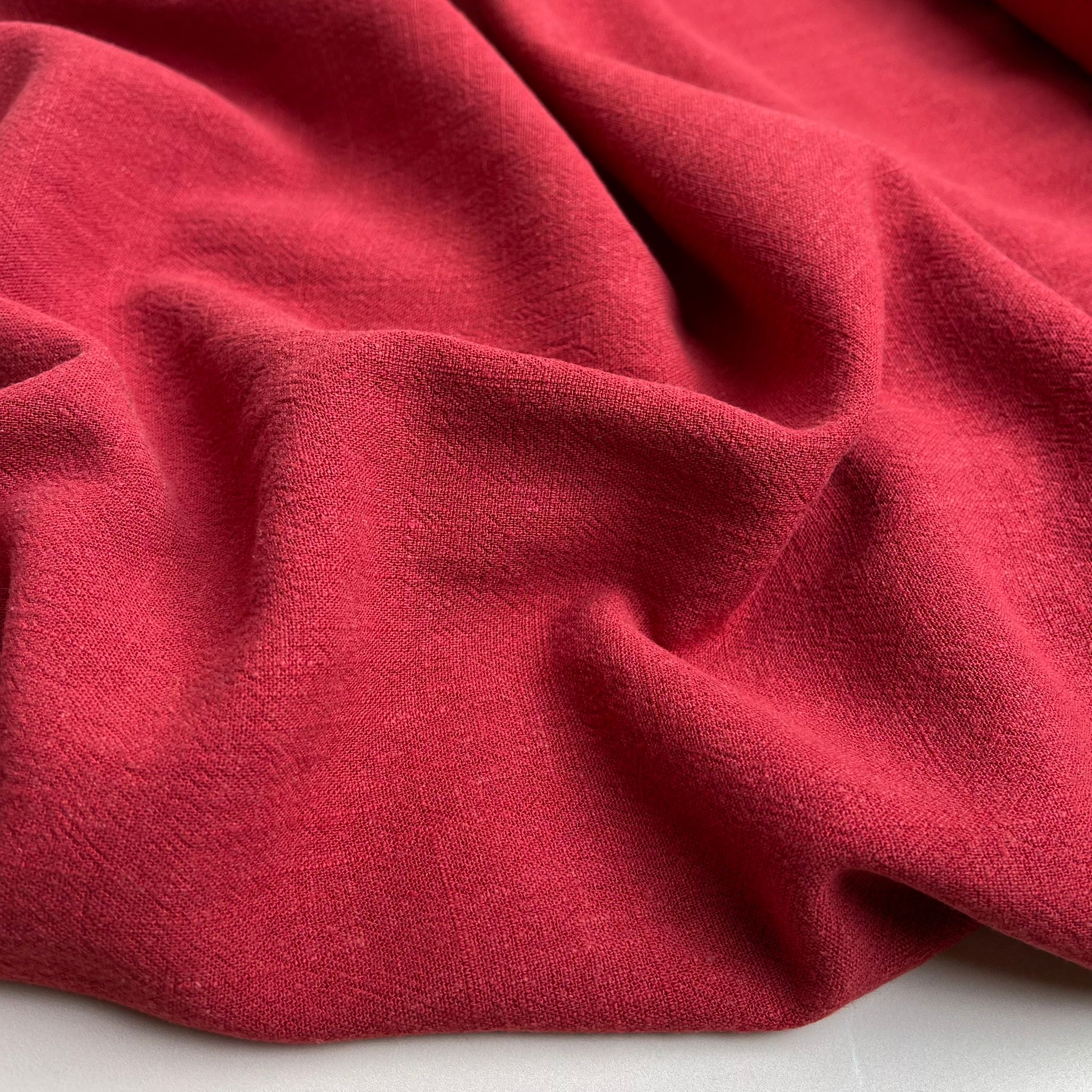 Flow Crimson Red Viscose Linen Blend Dress Fabric