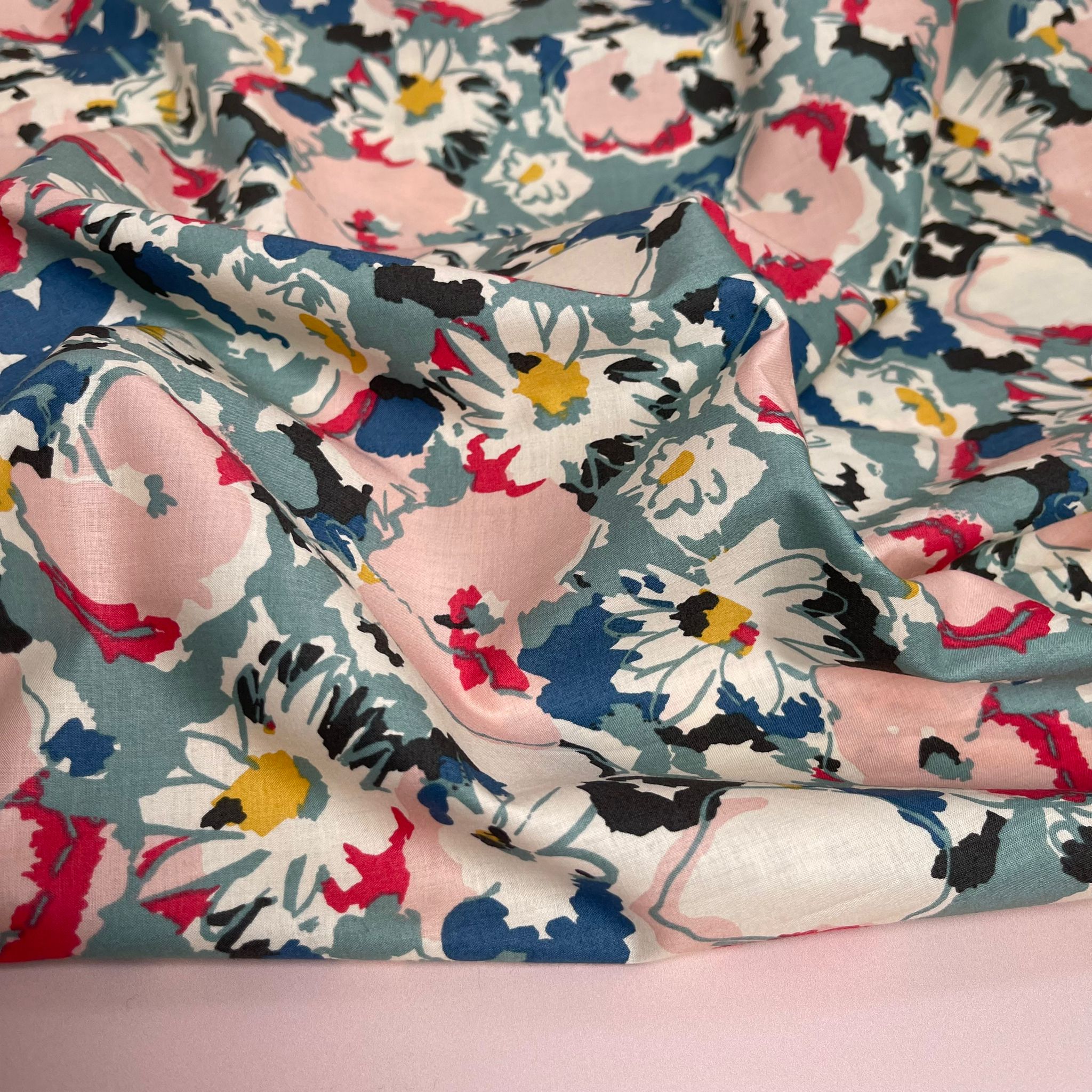 Watercolour Blooms Cotton Lawn Fabric