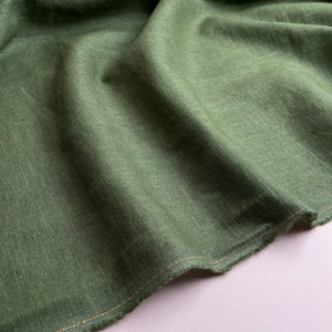 Breeze Khaki Green - Enzyme Washed Pure Linen Fabric