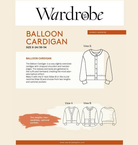 Wardrobe by Me - Balloon Cardigan Sewing Pattern