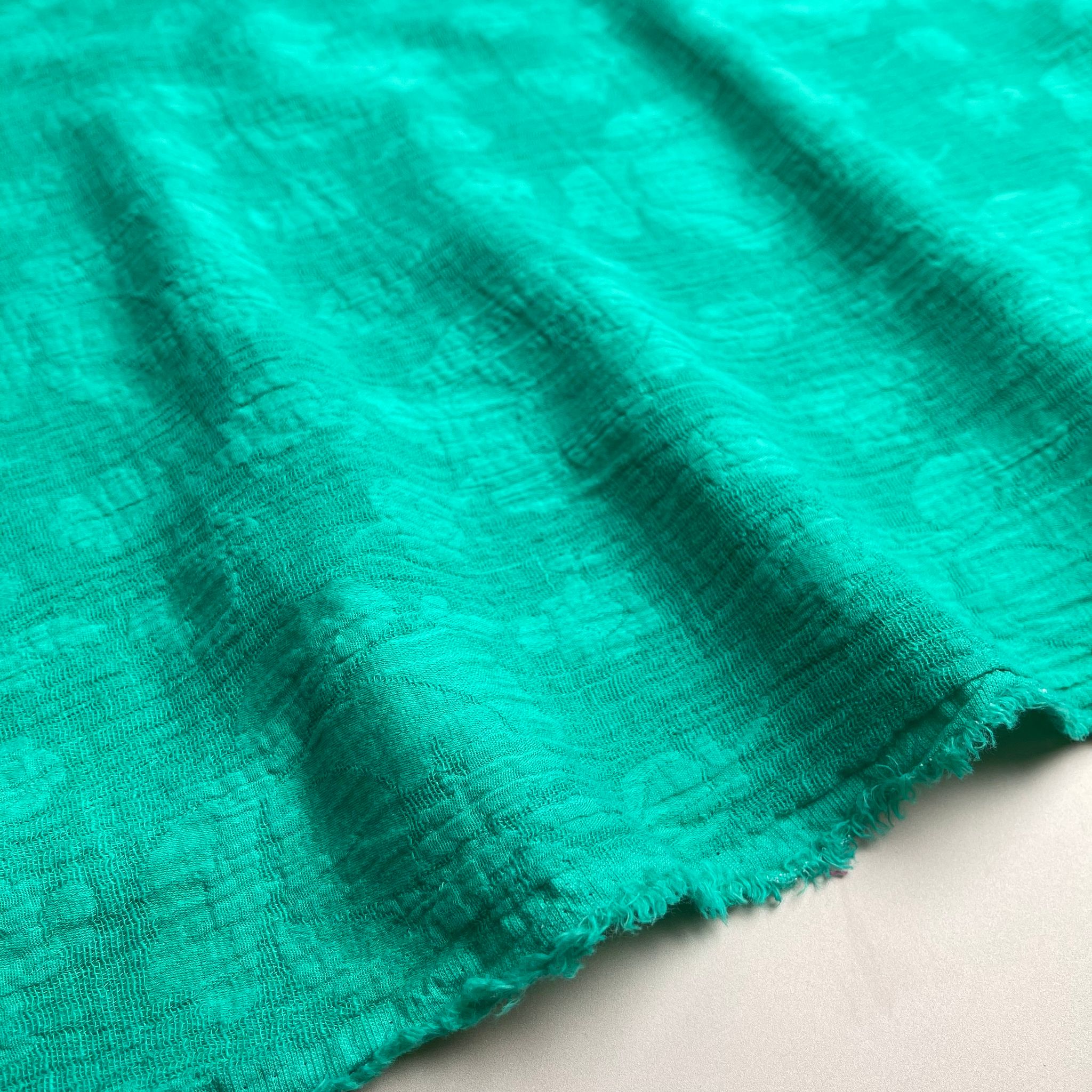 Peonies Emerald Green Cotton Linen Jacquard Fabric