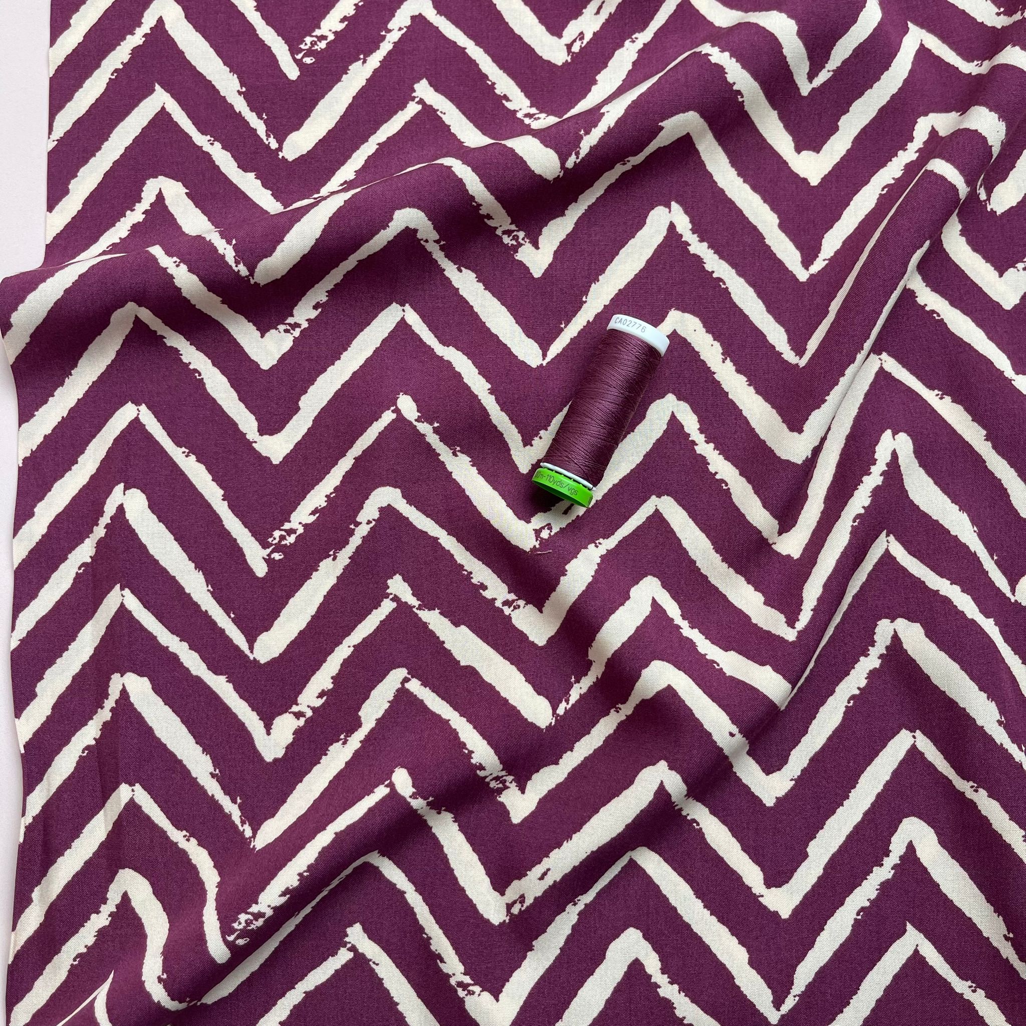 Deep Purple ZigZag Viscose Fabric