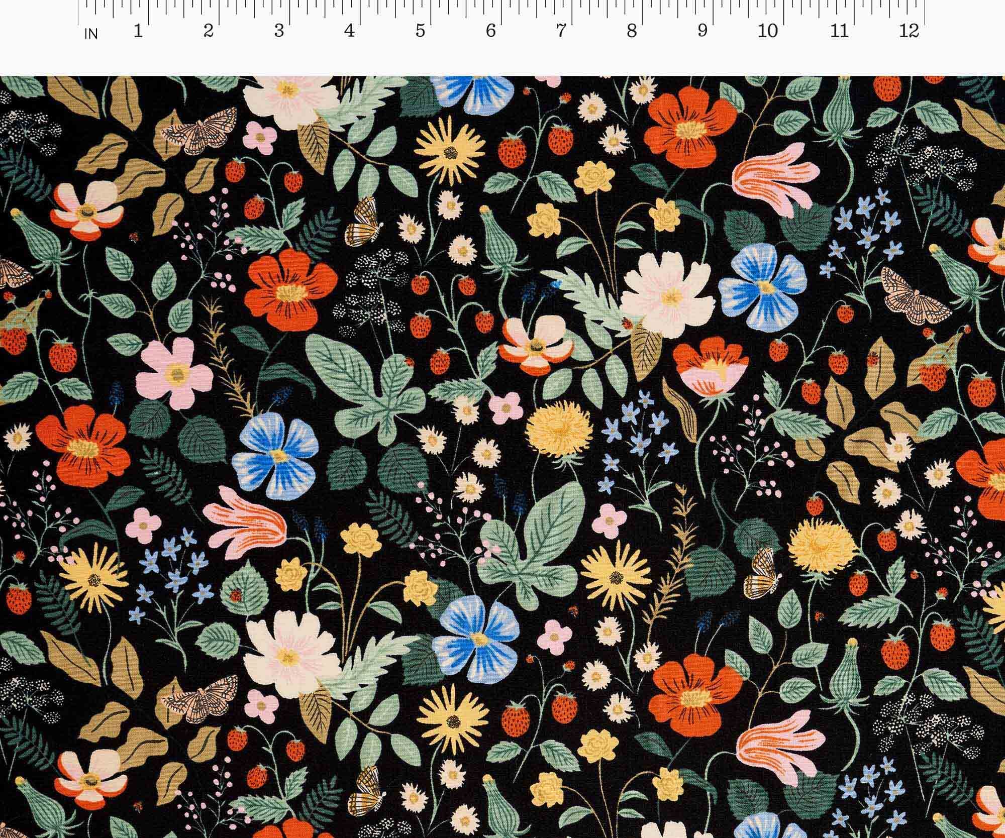 Rifle Paper Co - Strawberry Fields Black Cotton