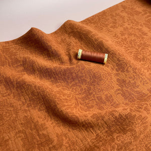 Damask Copper Cotton Linen Jacquard Fabric
