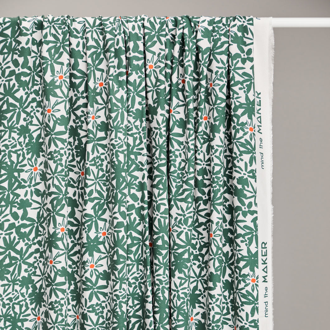 Mind The MAKER - Flowery Chalky Green ECOVERO™ Viscose Leia Crepe Fabric