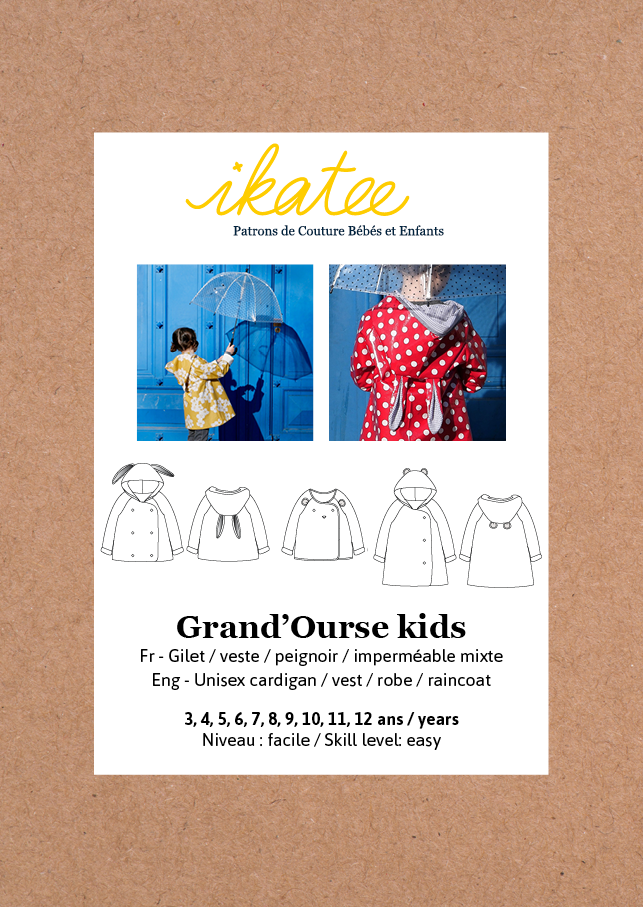 Ikatee - GRAND'OURRSE KIDS Coat/Vest/ Cardigain/Robe  3-12 Years - Paper Sewing Pattern