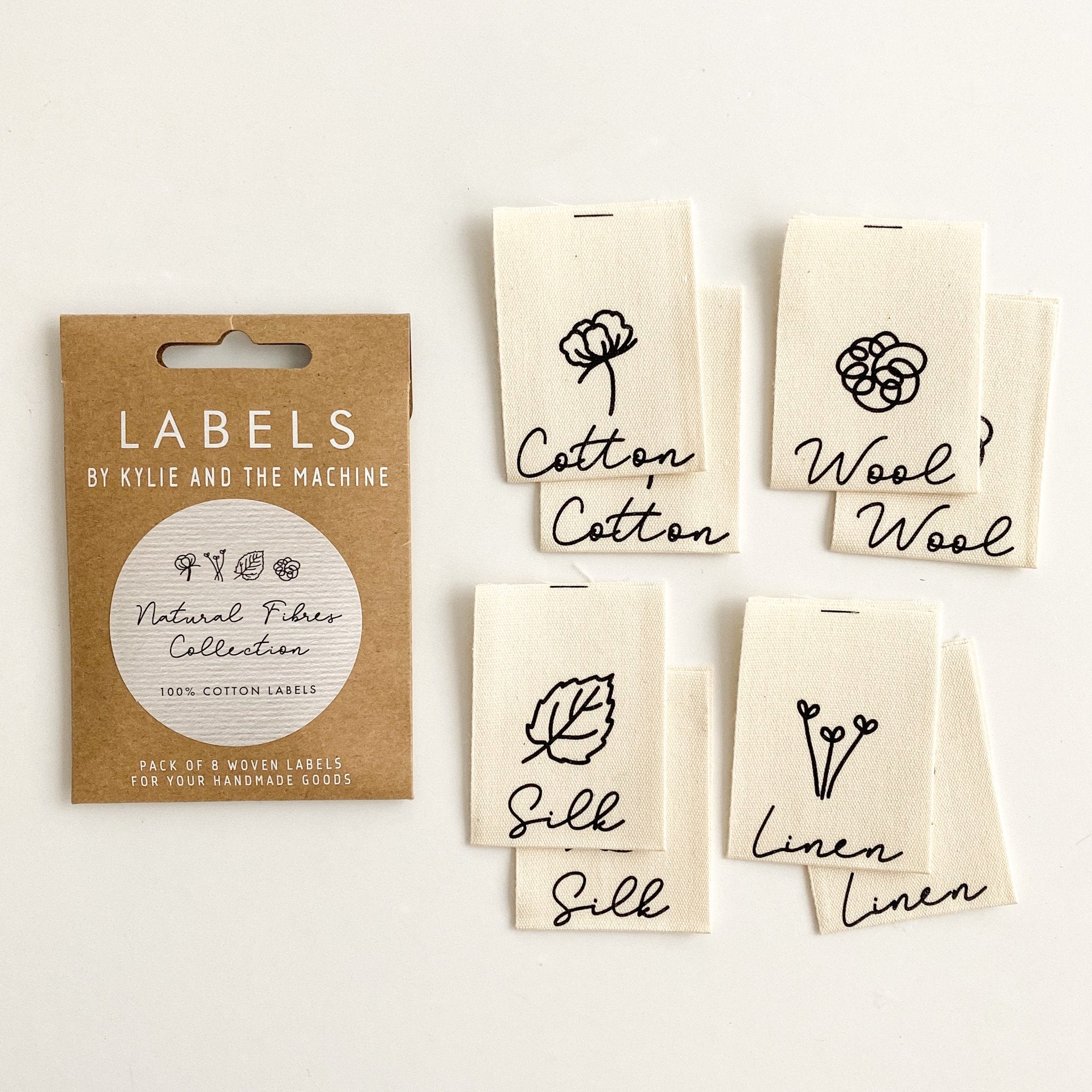 Kylie and the Machine - "NATURAL FIBRES COLLECTION " Pack of 8 Woven Labels