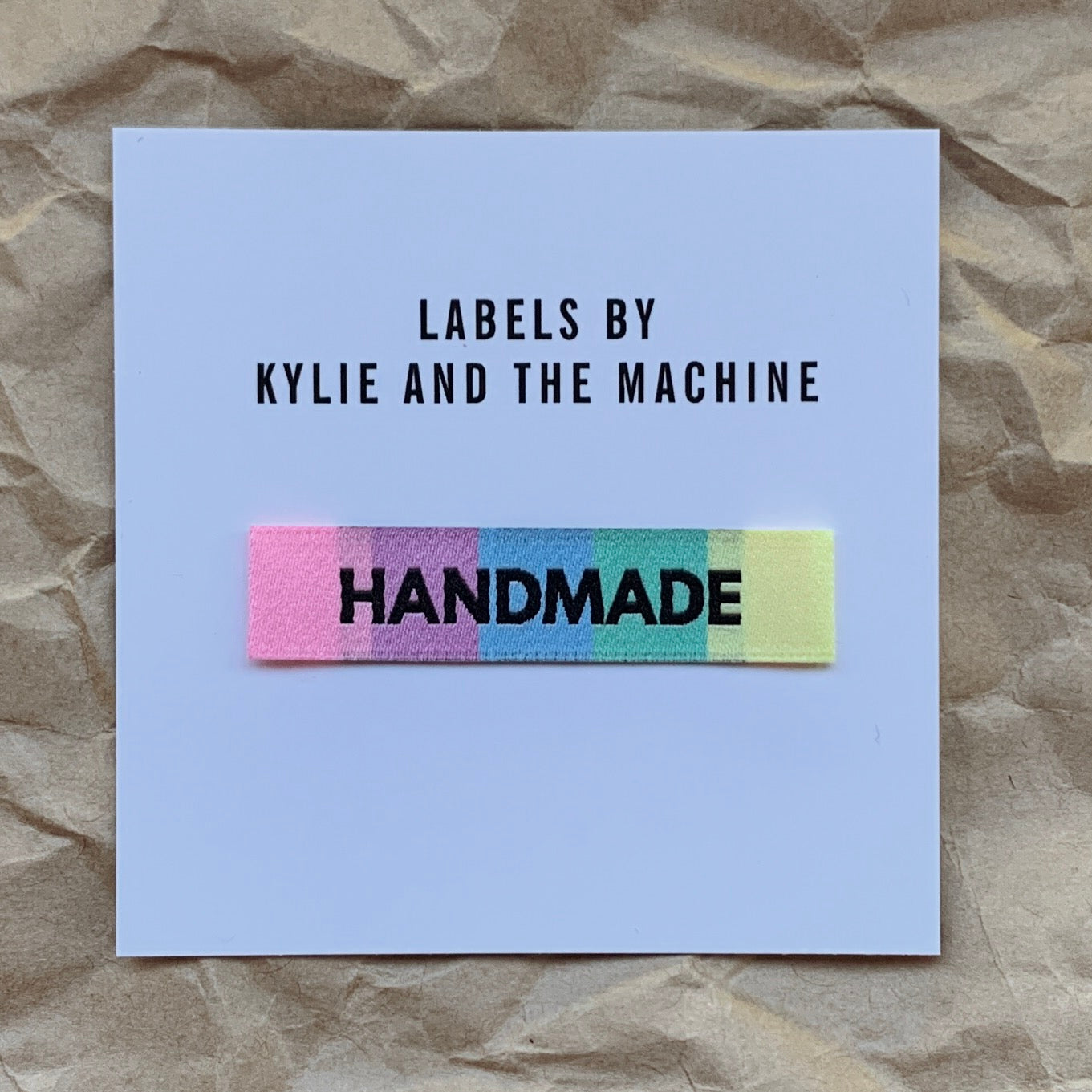 Kylie and the Machine - Rainbow "RAINBOW HANDMADE" Pack of 8 Woven Labels