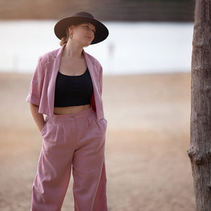 See You At Six - Zephyr Pink Linen Viscose Fabric