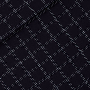 REMNANT 0.4 Metre - See You At Six - Double Grid Black Linen Viscose Fabric