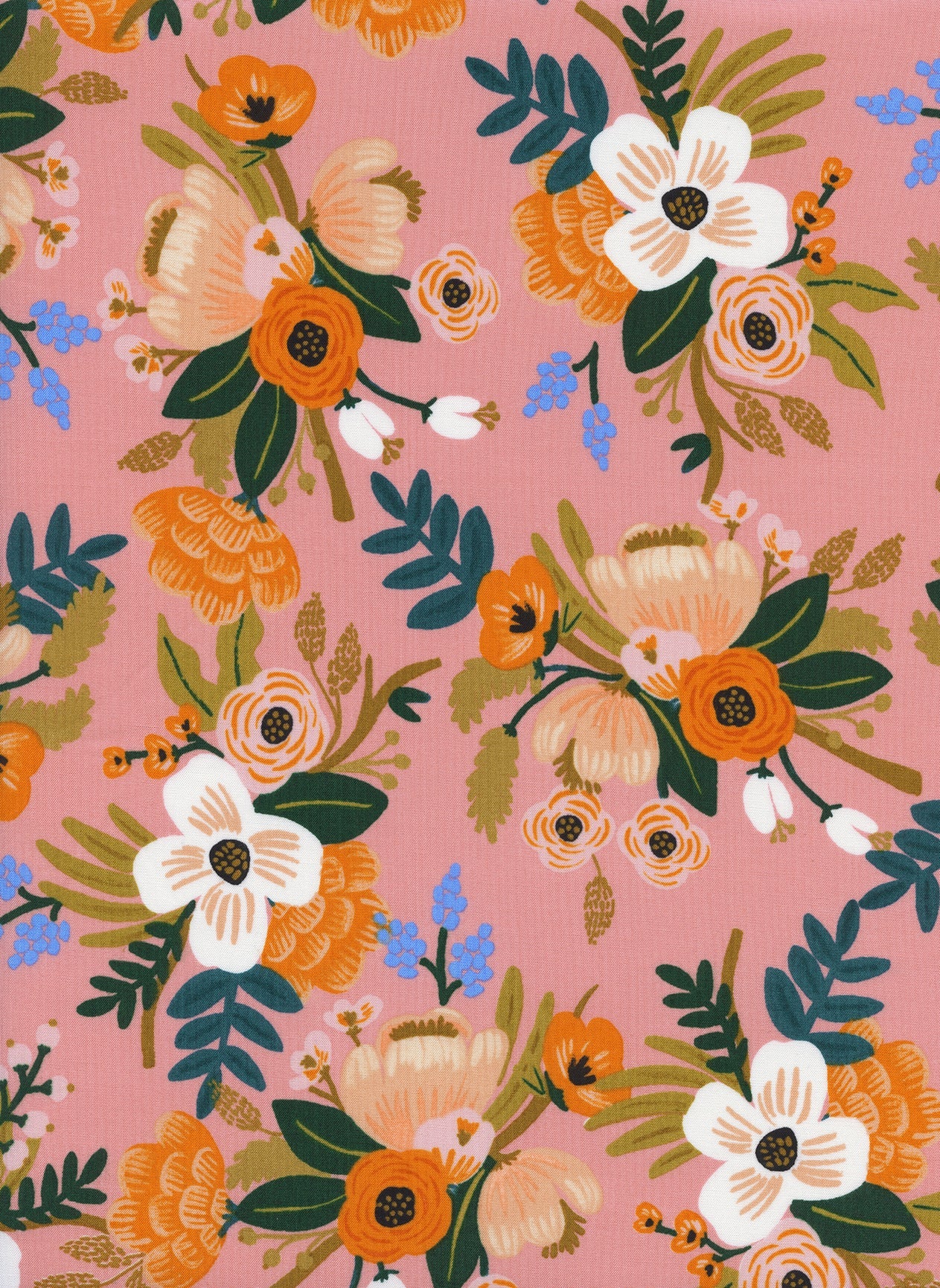 Rifle Paper Co - Birch Floral Coral Rayon Fabric from Amalfi