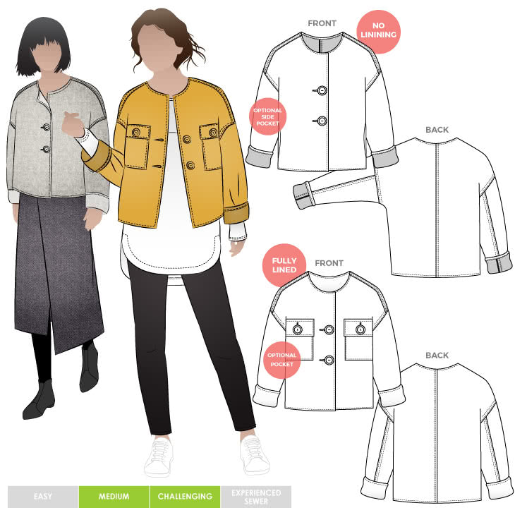 Style ARC - Adelaide Woven Jacket (Sizes 4-16)  Sewing Pattern