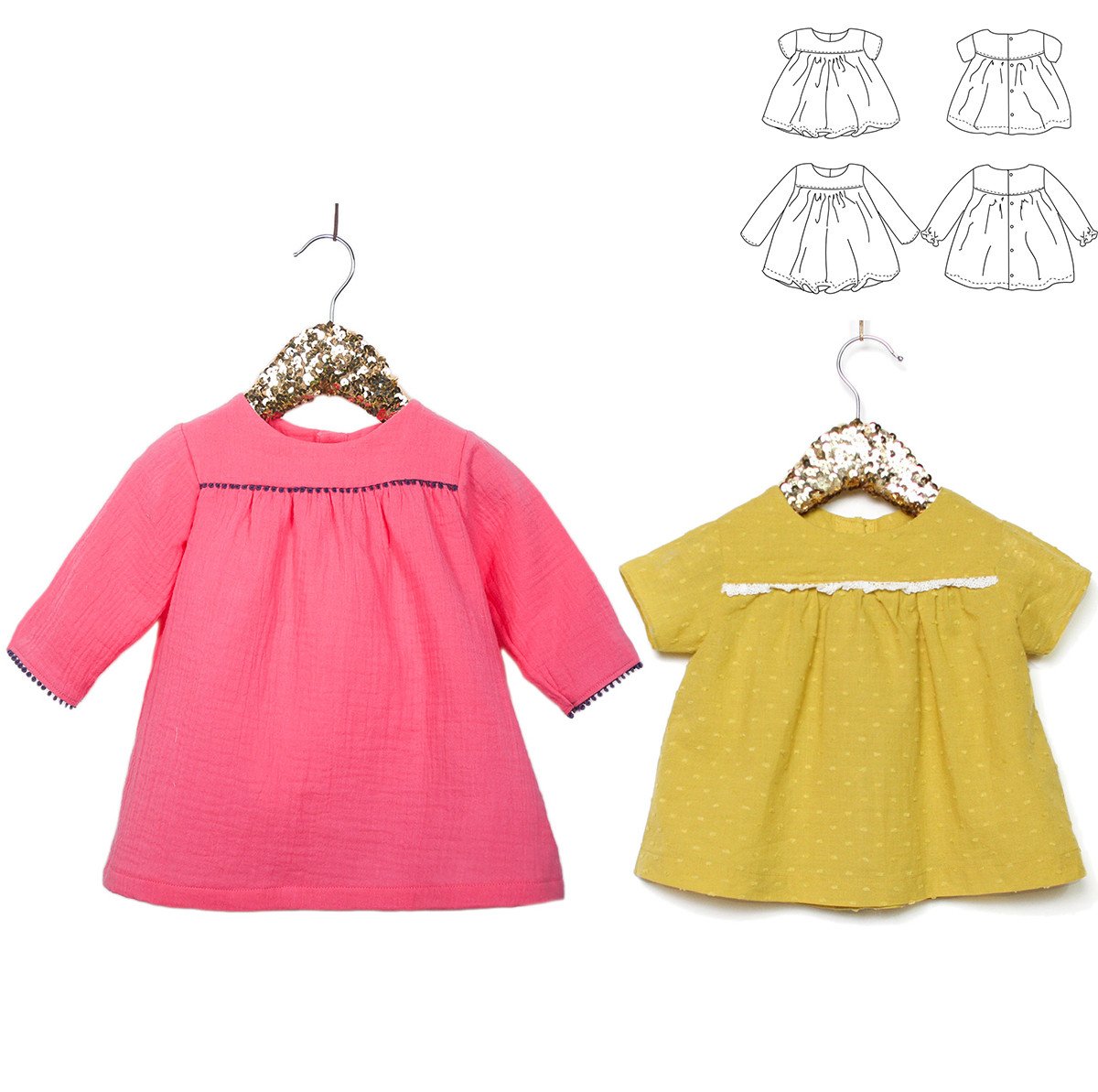 Ikatee - OSLO  Blouse -Dress Ages  6-24 Months 3-4 Years  Paper Sewing Pattern
