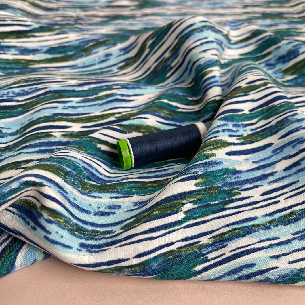 Zoe in Blue Viscose Poplin Fabric
