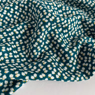 Brush Petals Teal Viscose Fabric