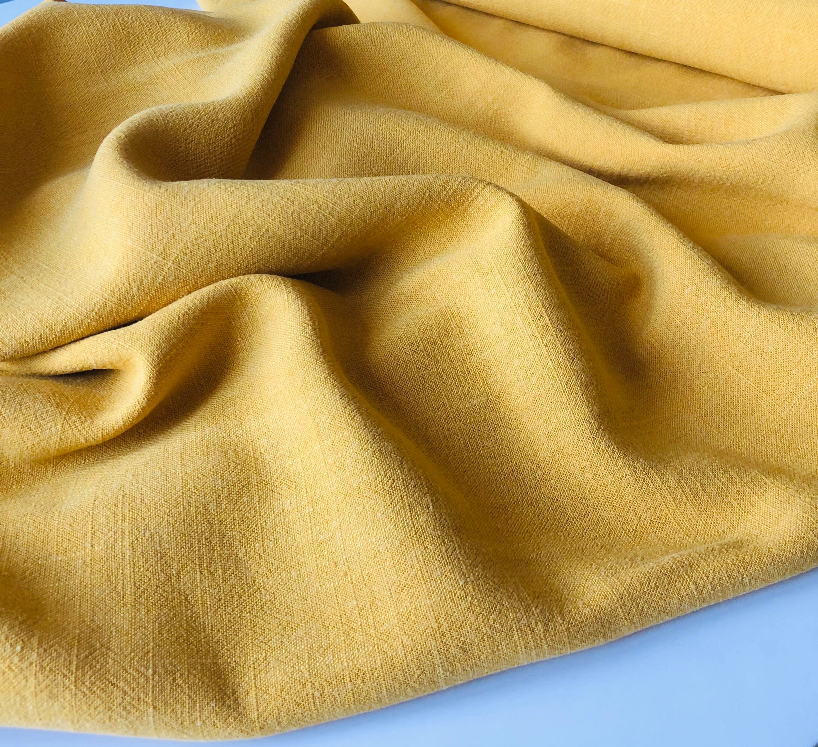 Flow Orpiment Yellow Viscose Linen Blend Dress Fabric