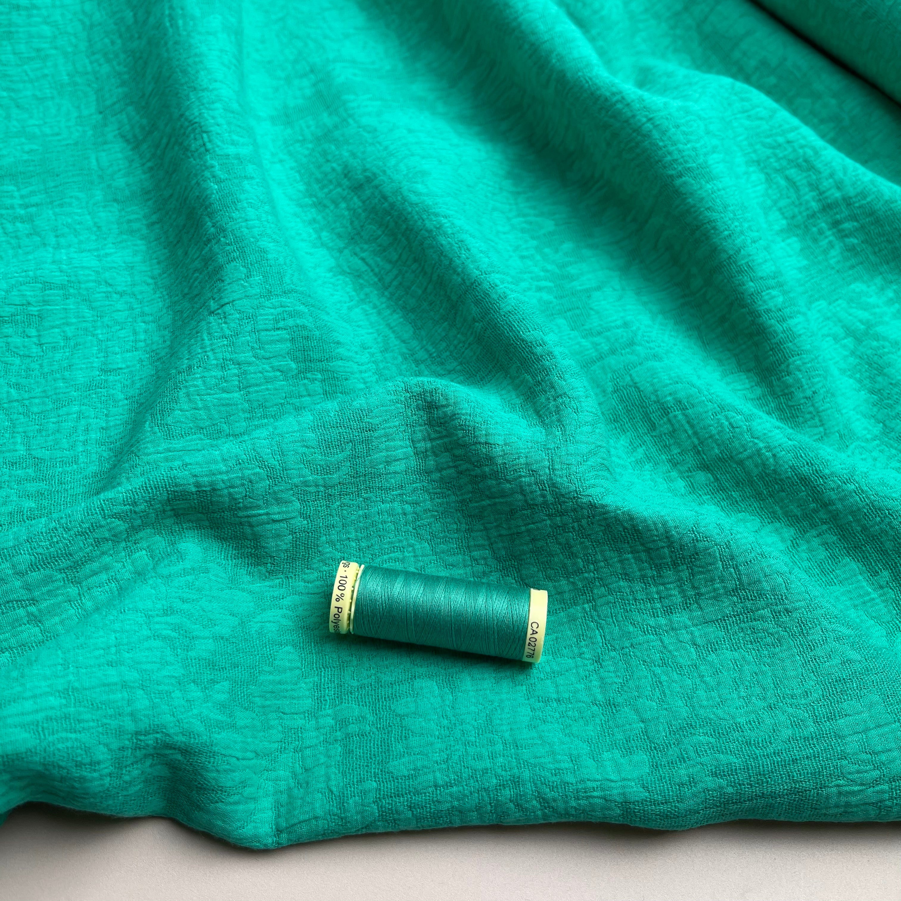 Damask Emerald Cotton Linen Jacquard Fabric