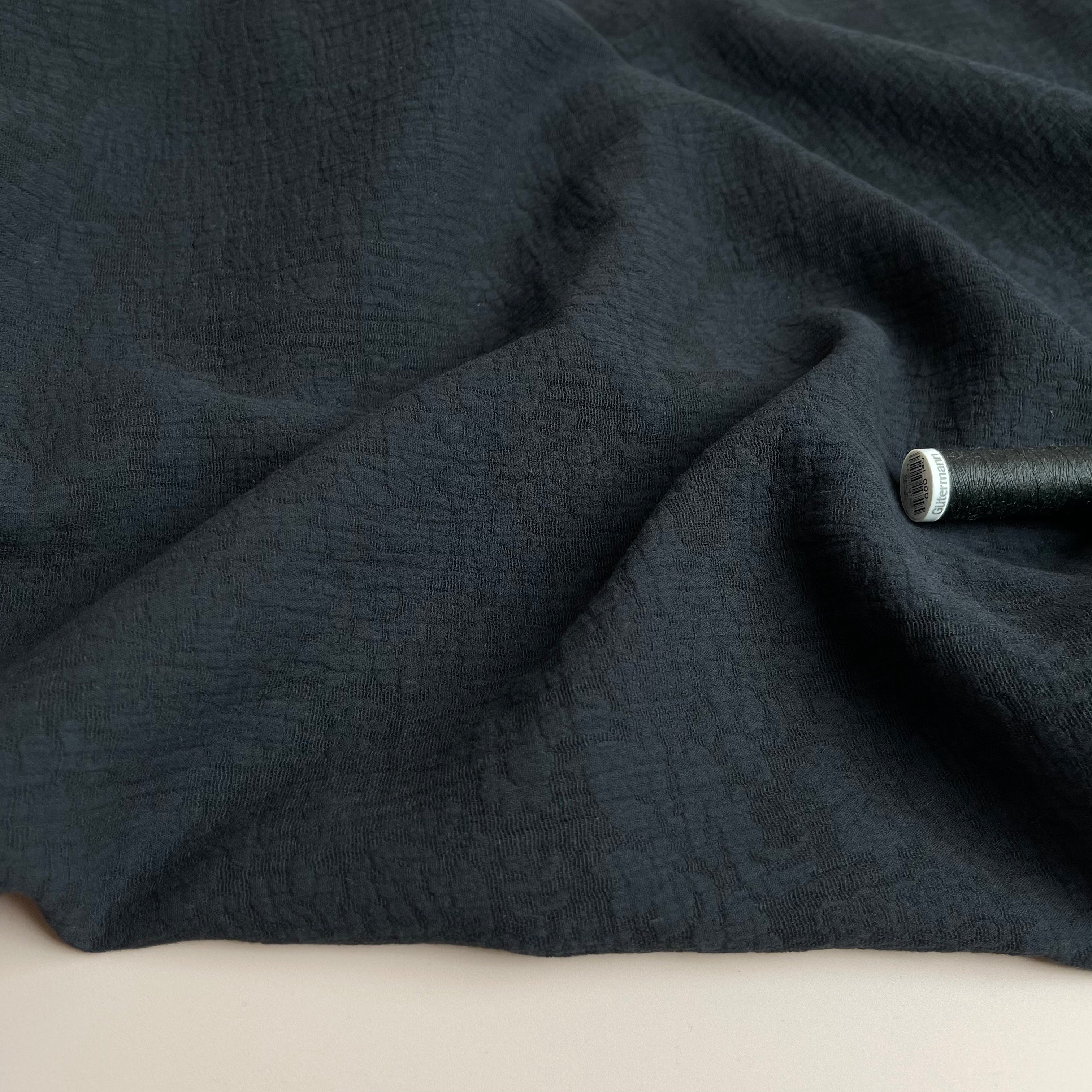 Damask Black Cotton Linen Jacquard Fabric