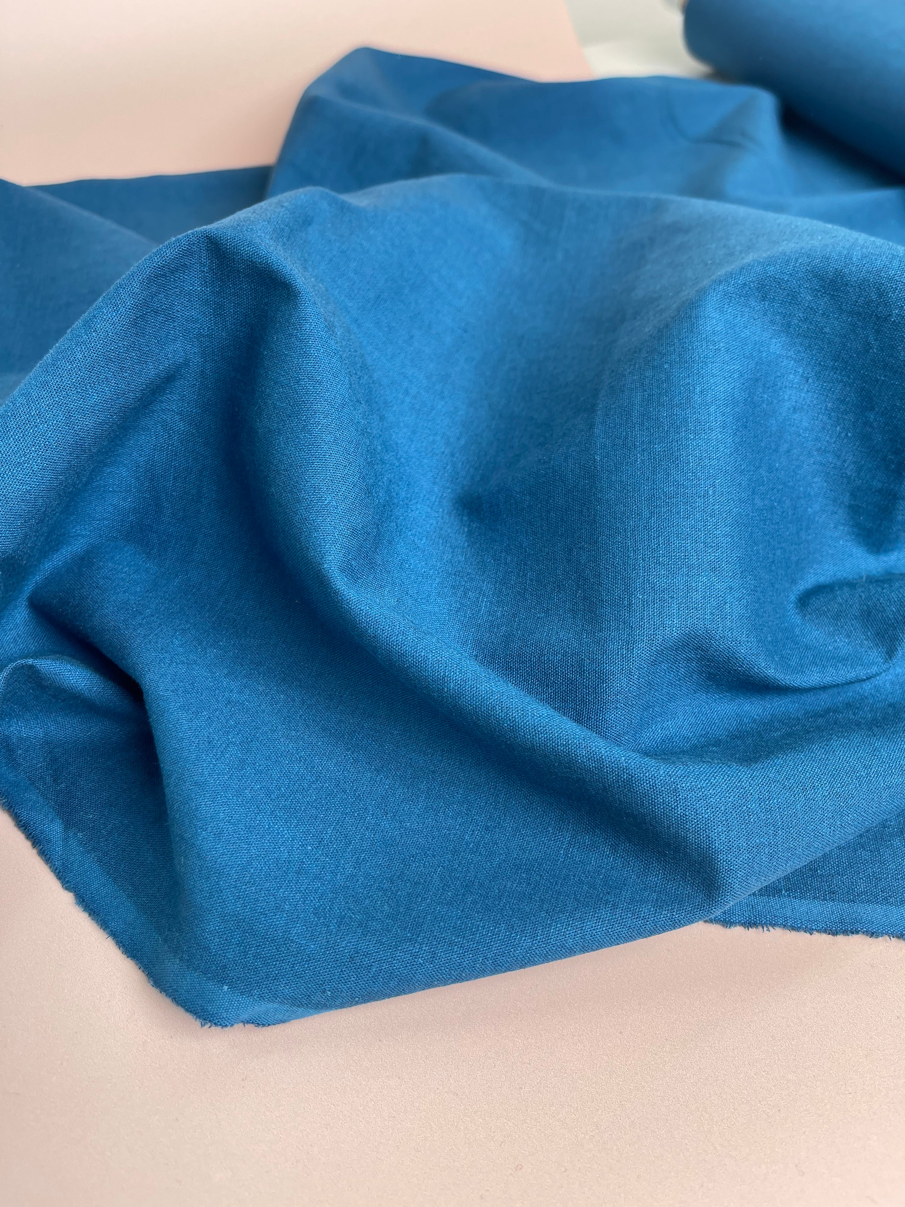 Sorona Linen in Moroccan Teal Blue - New Eco Linen Blend Fabric