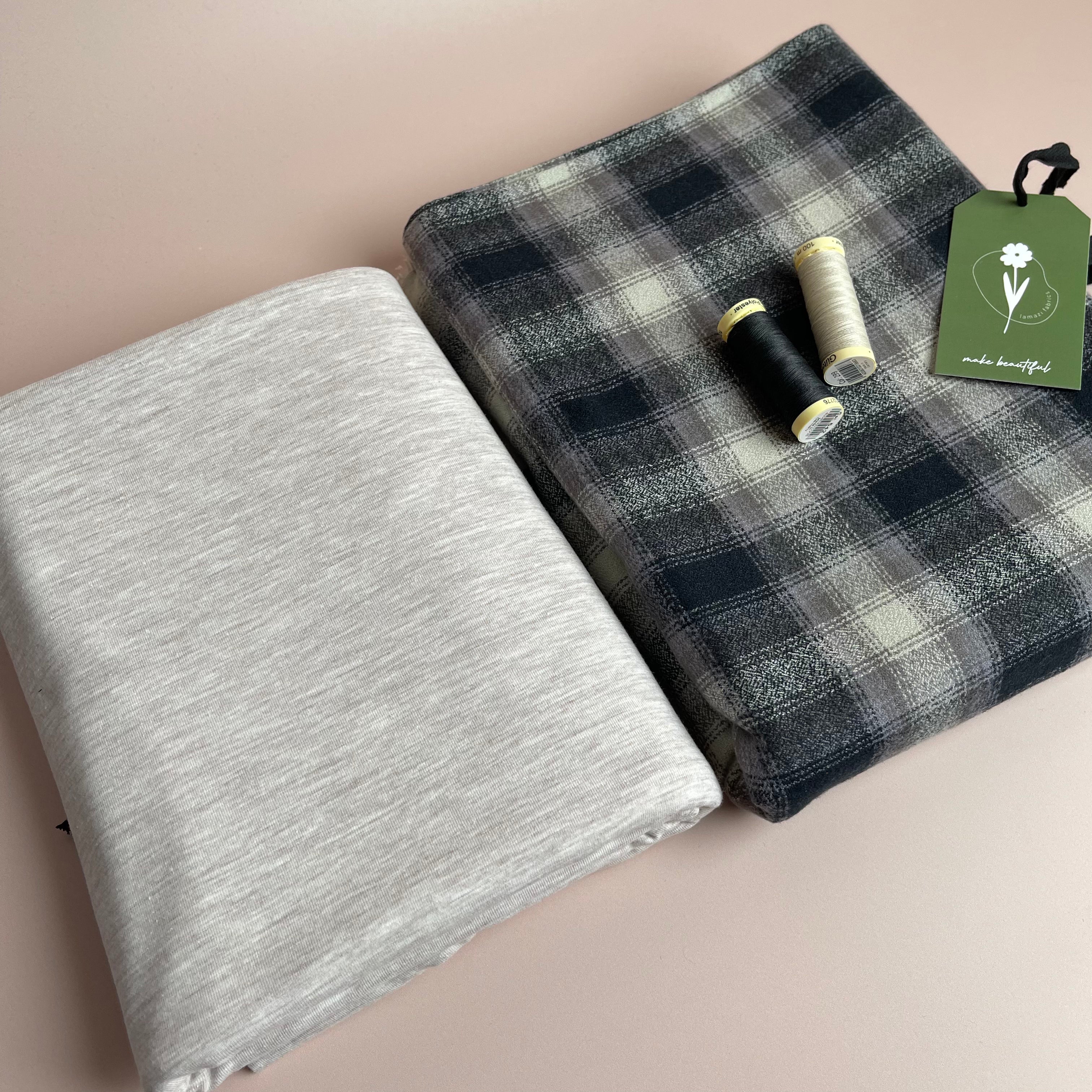 Limited Edition - Luxury Pyjama Kit with Grey Check Cotton Flannel