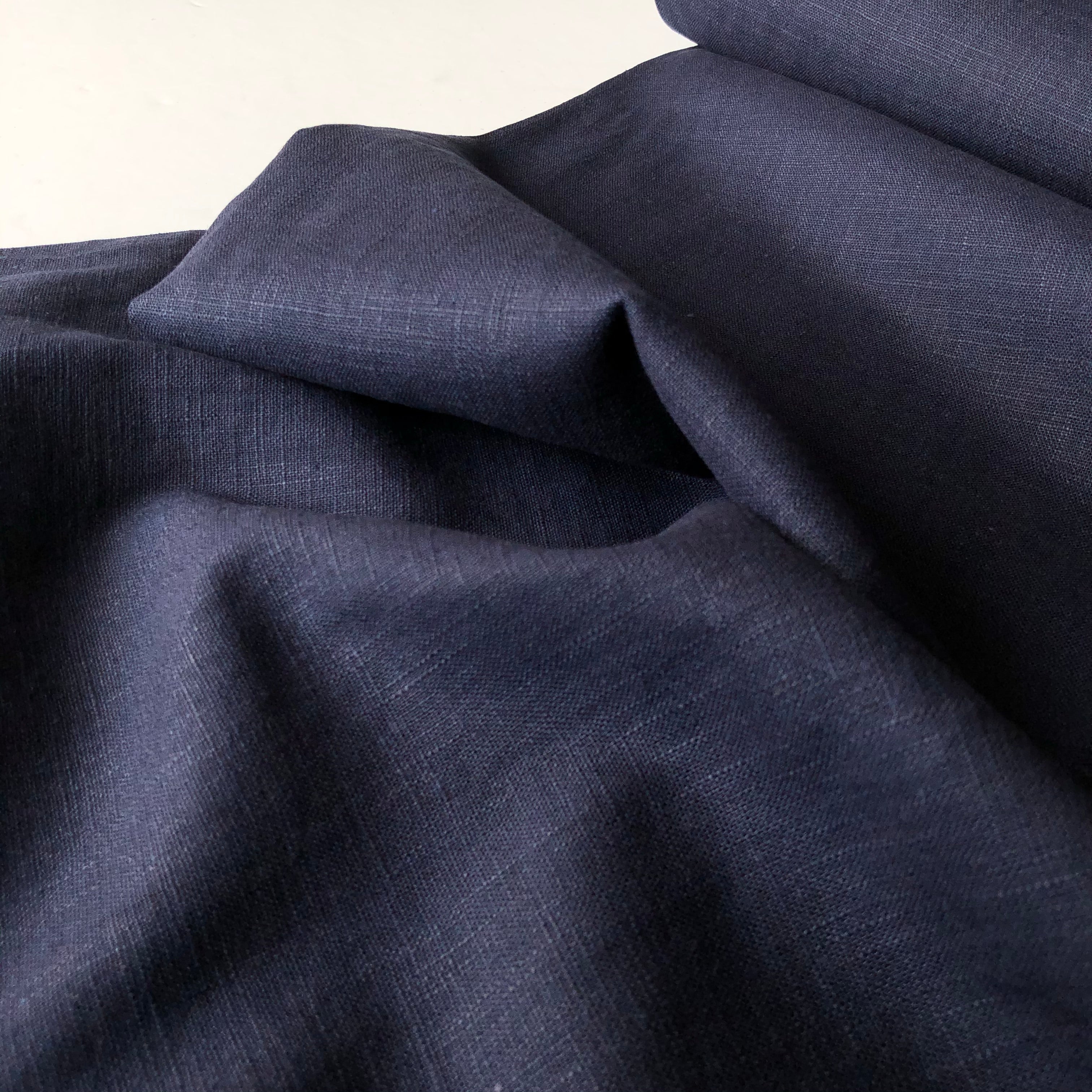 Breeze Navy - Enzyme Washed Linen Cotton Fabric