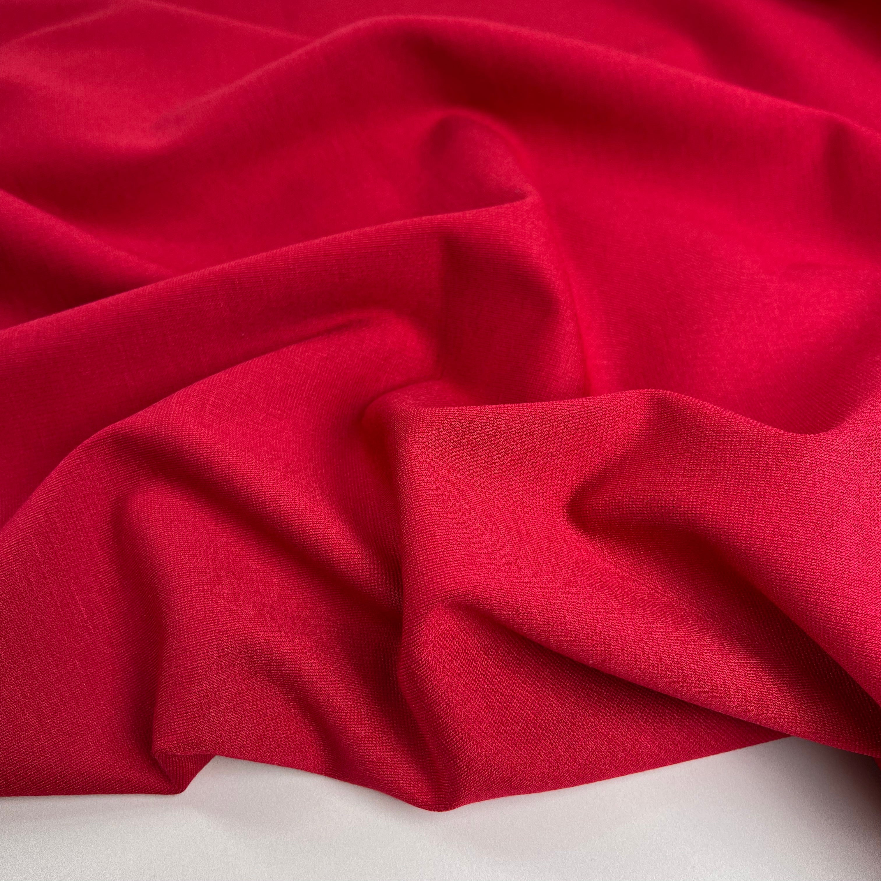 Red Viscose Ponte Roma Double Knit Fabric