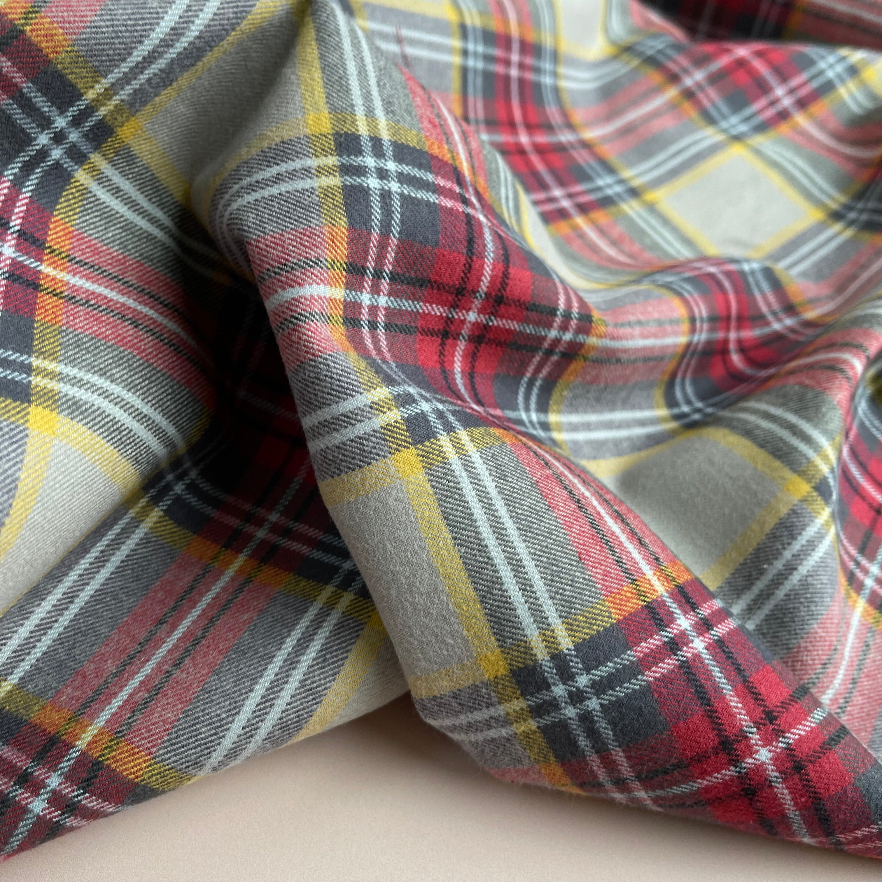 Highland Dust & Red Yarn Dyed Cotton Flannel