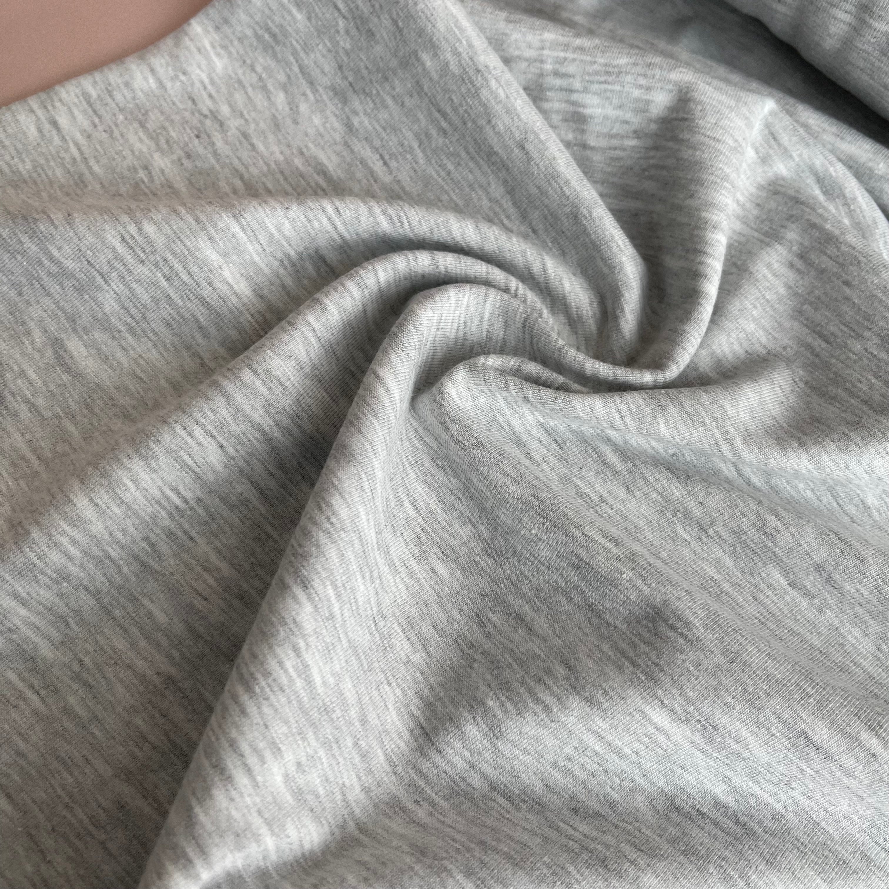 REMNANT 1.84 Metres - Light Grey Melange Jersey Fabric