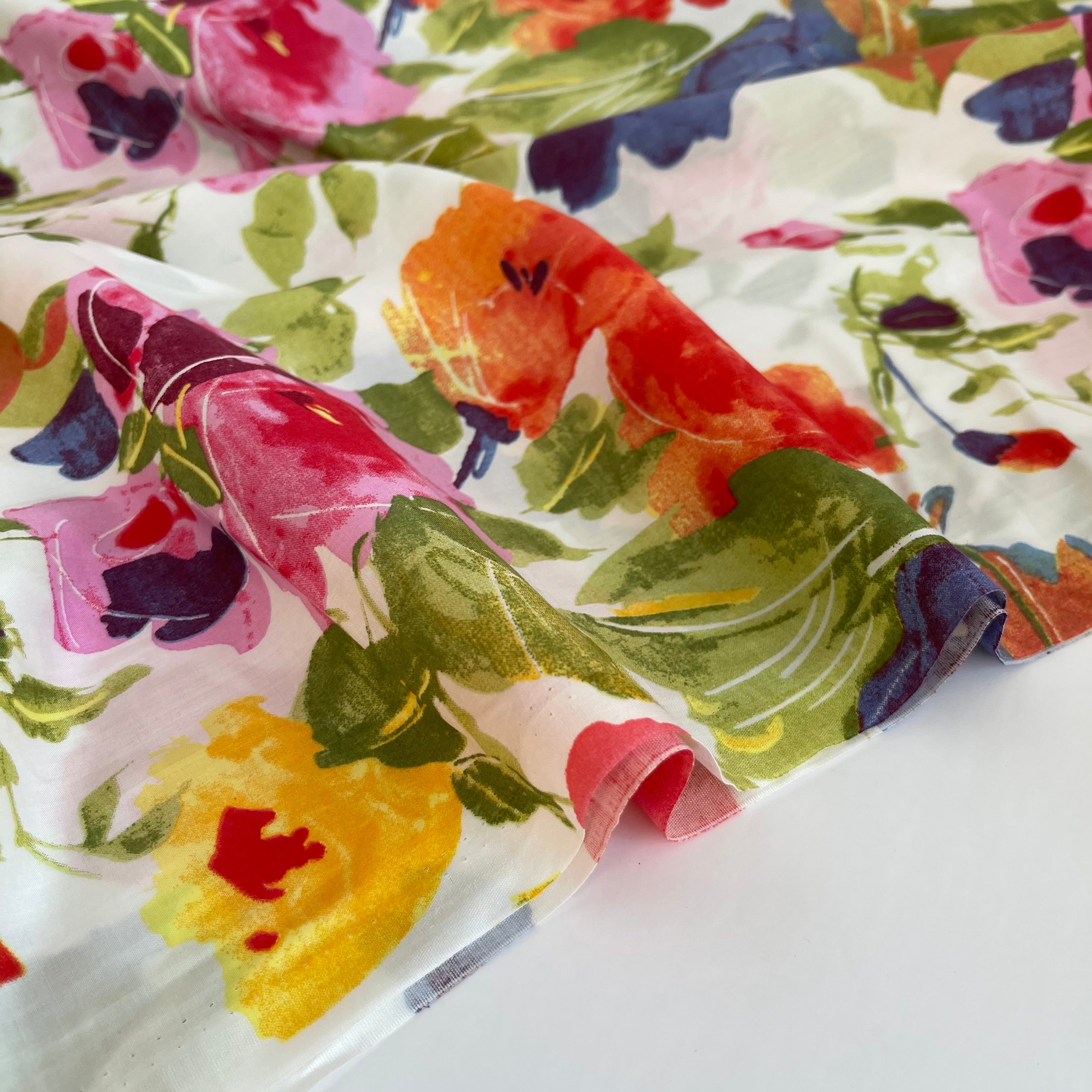 REMNANT 1.62 Metres - Summer Bouquet Cotton Lawn Fabric