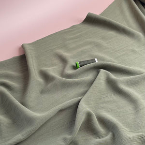 REMNANT 0.81 Metres - Crinkle Viscose Linen Blend Fabric in Cactus Green