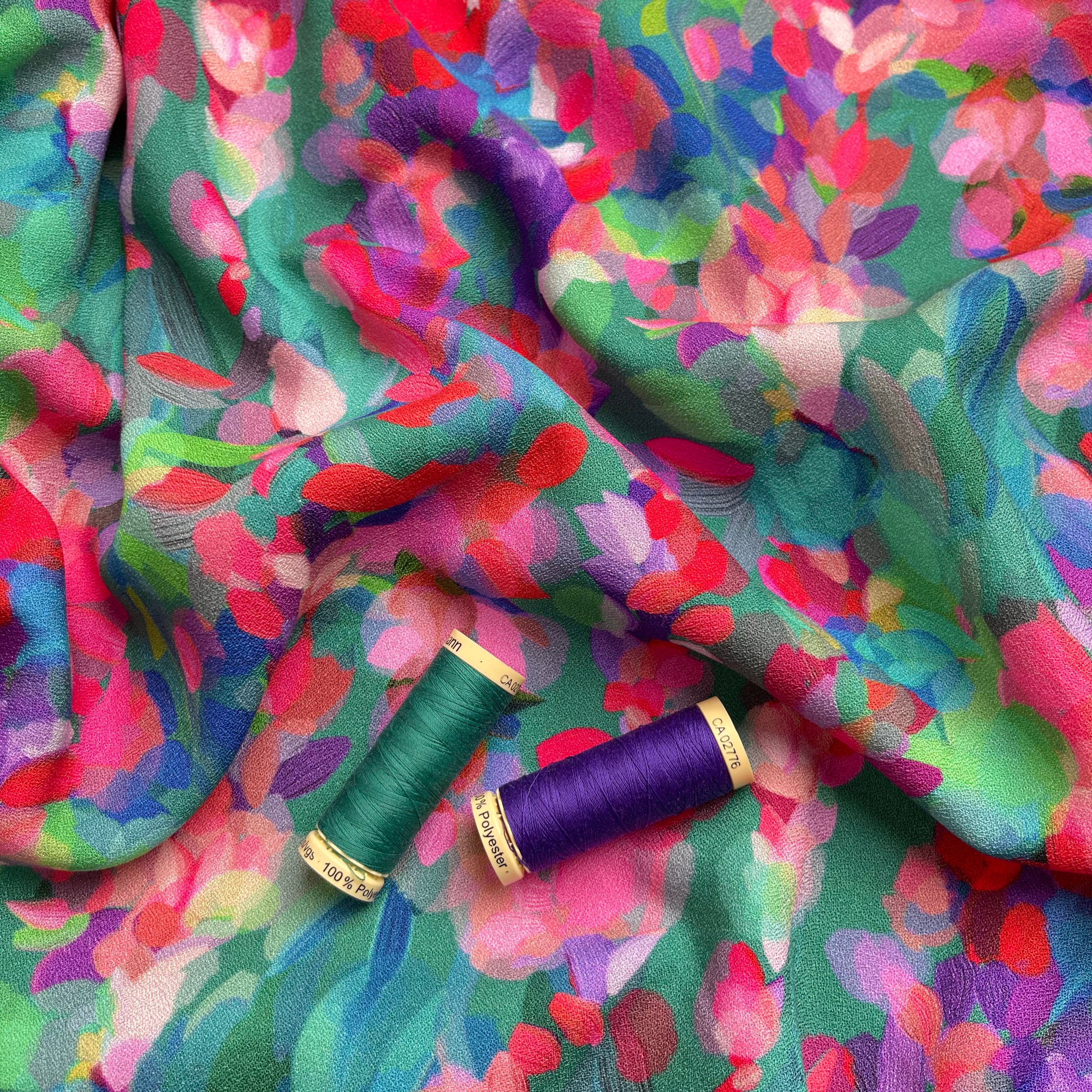 Summer Party - Lupine Petals Green Morracain Soft Viscose Crepe (more due soon)
