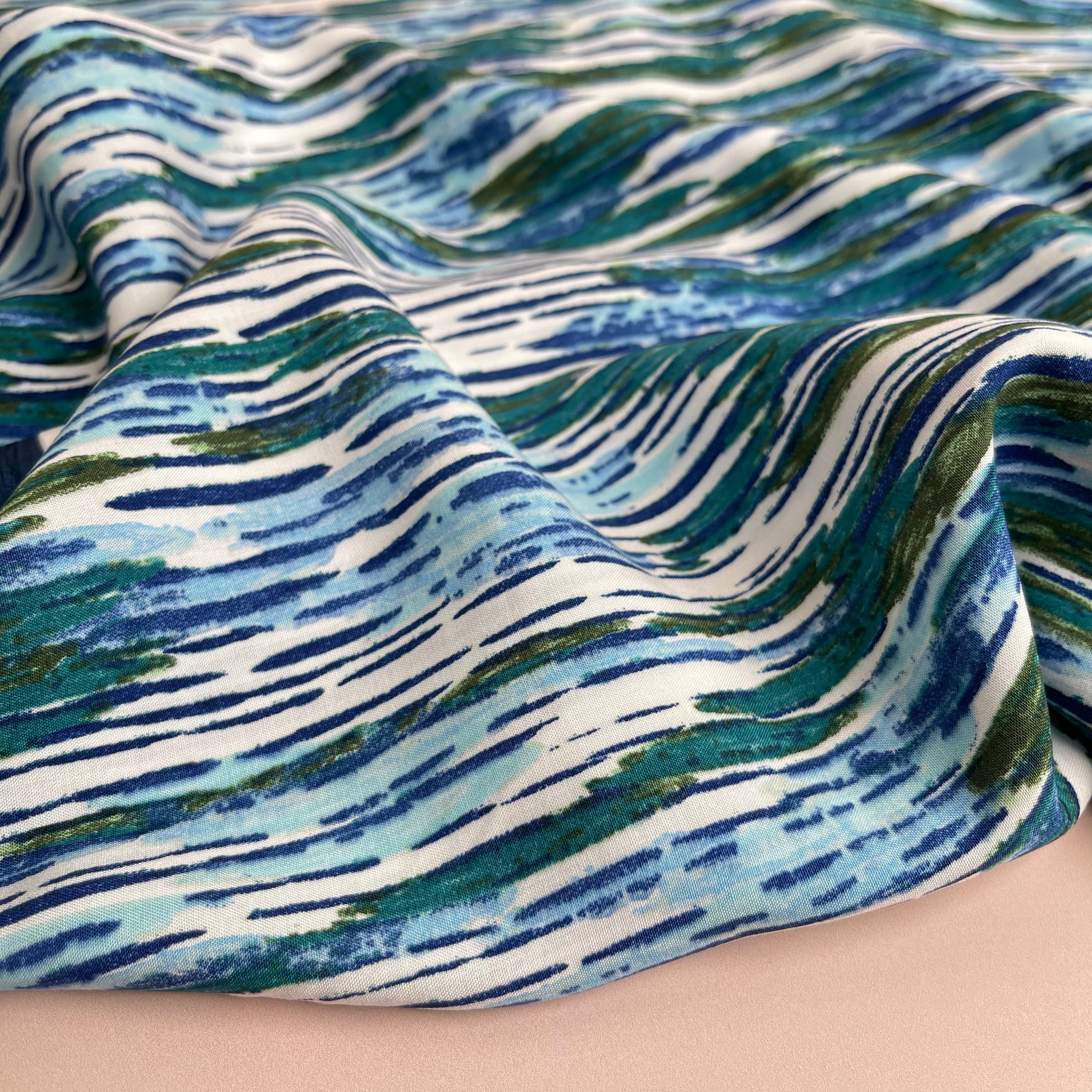 Zoe in Blue Viscose Poplin Fabric