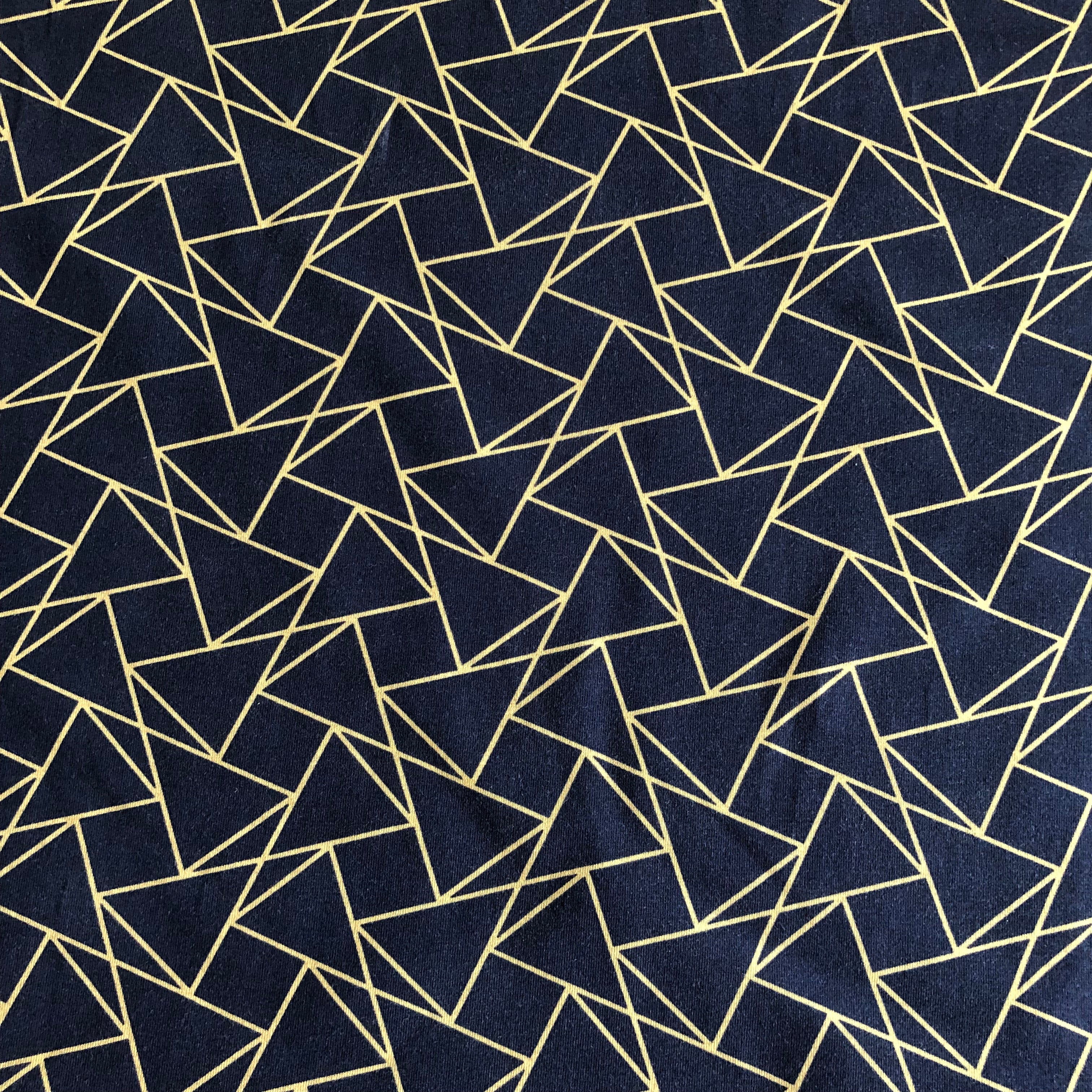 REMNANT 0.35 metre - Kaleidoscope Navy and Gold - Cotton Jersey