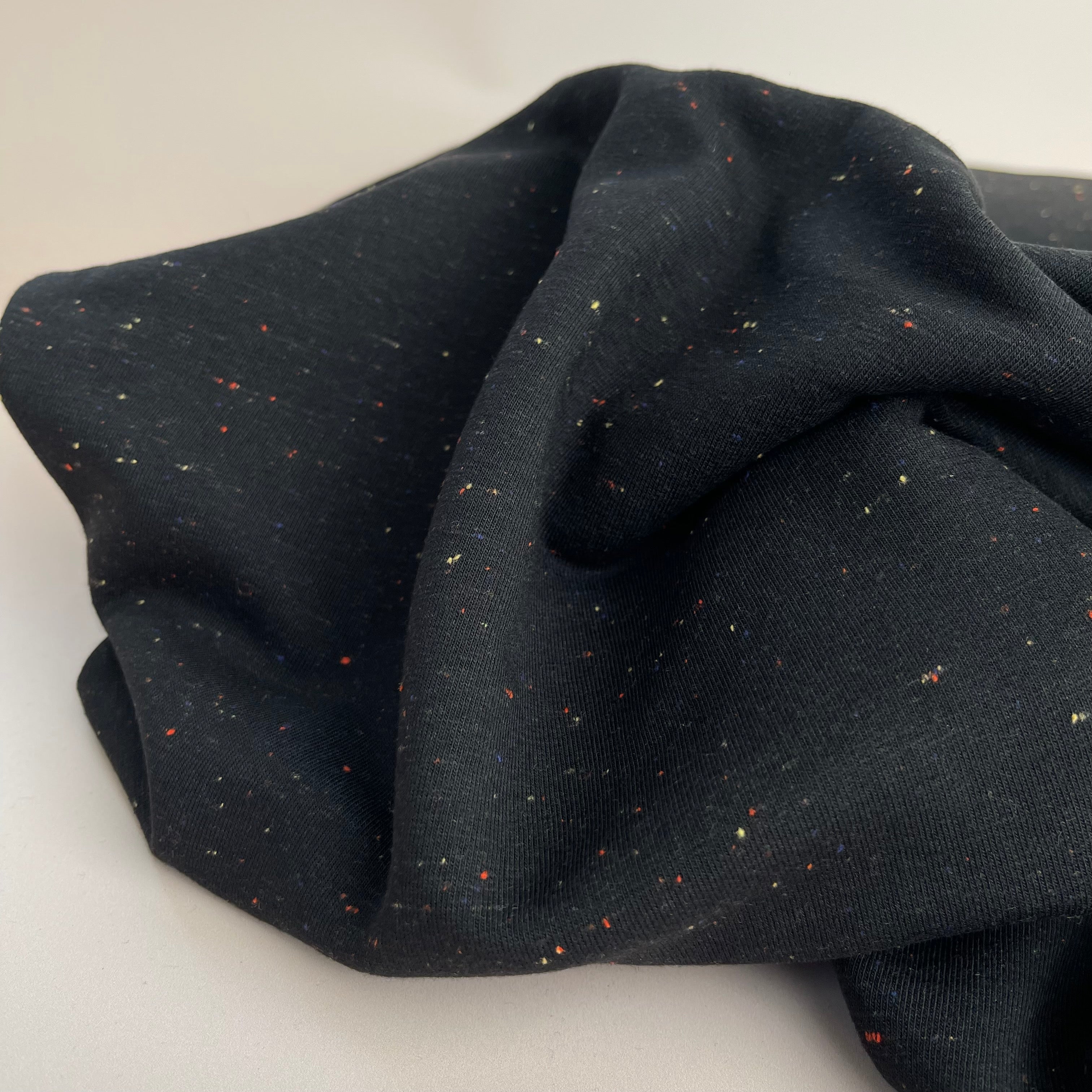 REMNANT 0.66 Metre - Cosy Colours Dark Navy with multi Flecks Sweat-Shirting