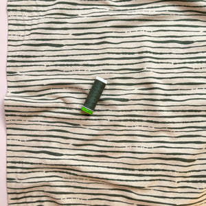 Wavy Stripes in Beige Gray GOTS Organic Cotton Jersey Fabric