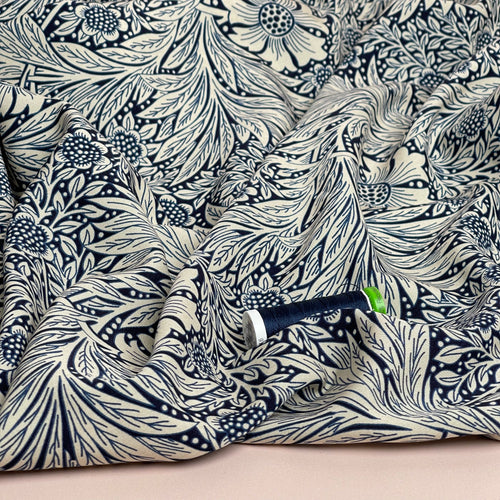 Victoria Navy Blue Viscose Fabric