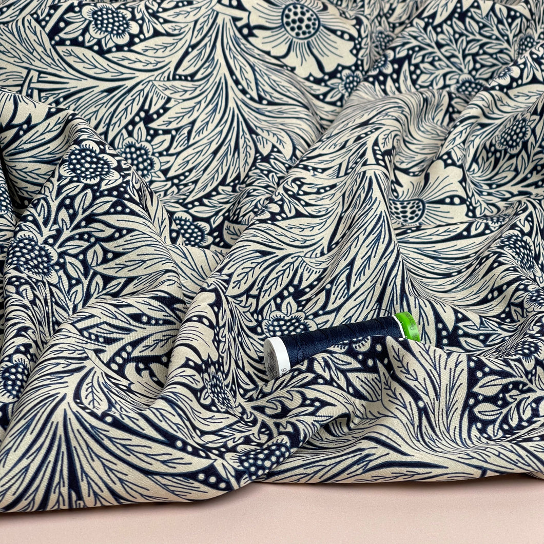 Victoria Navy Blue Viscose Fabric