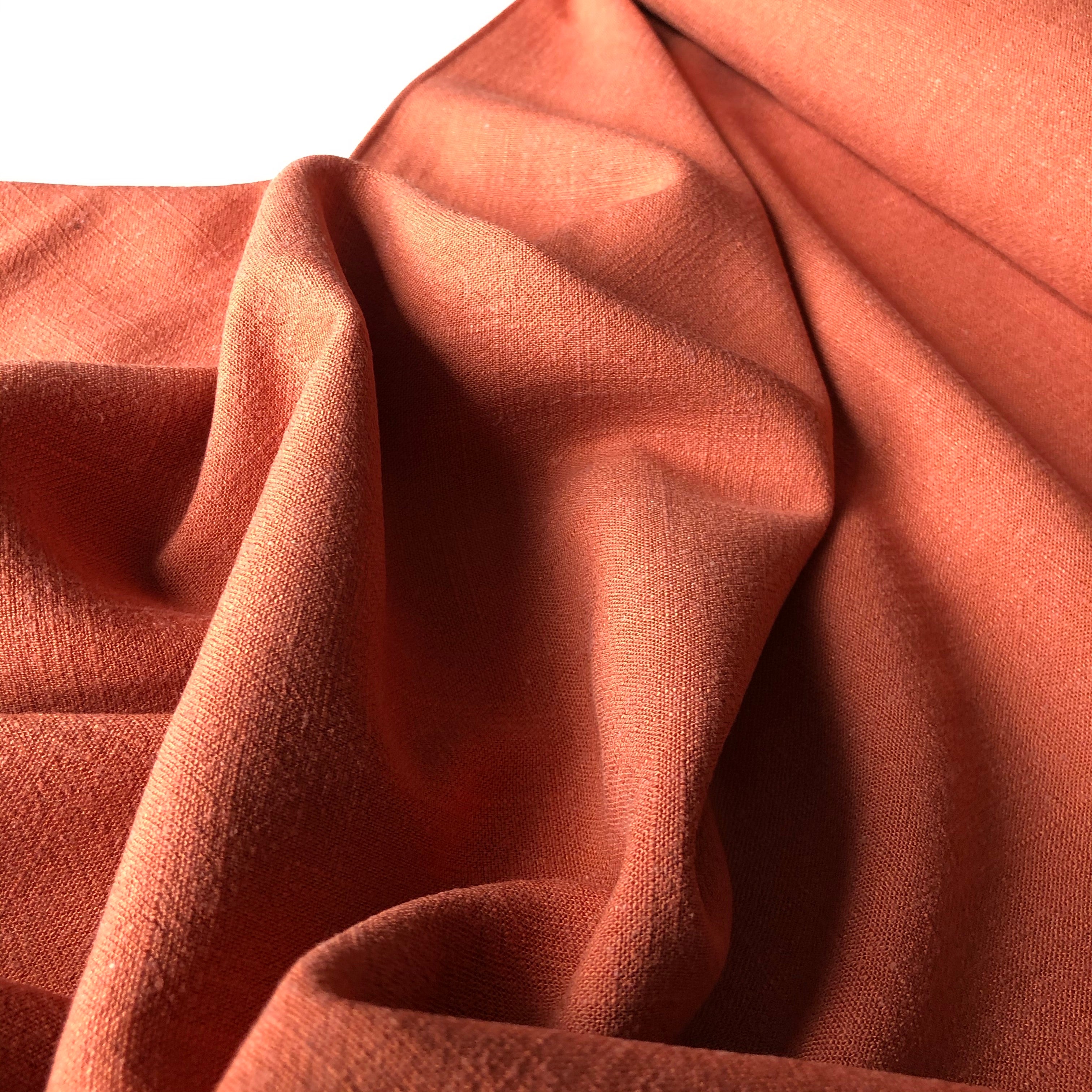 Flow Rust Viscose Linen Blend Dress Fabric