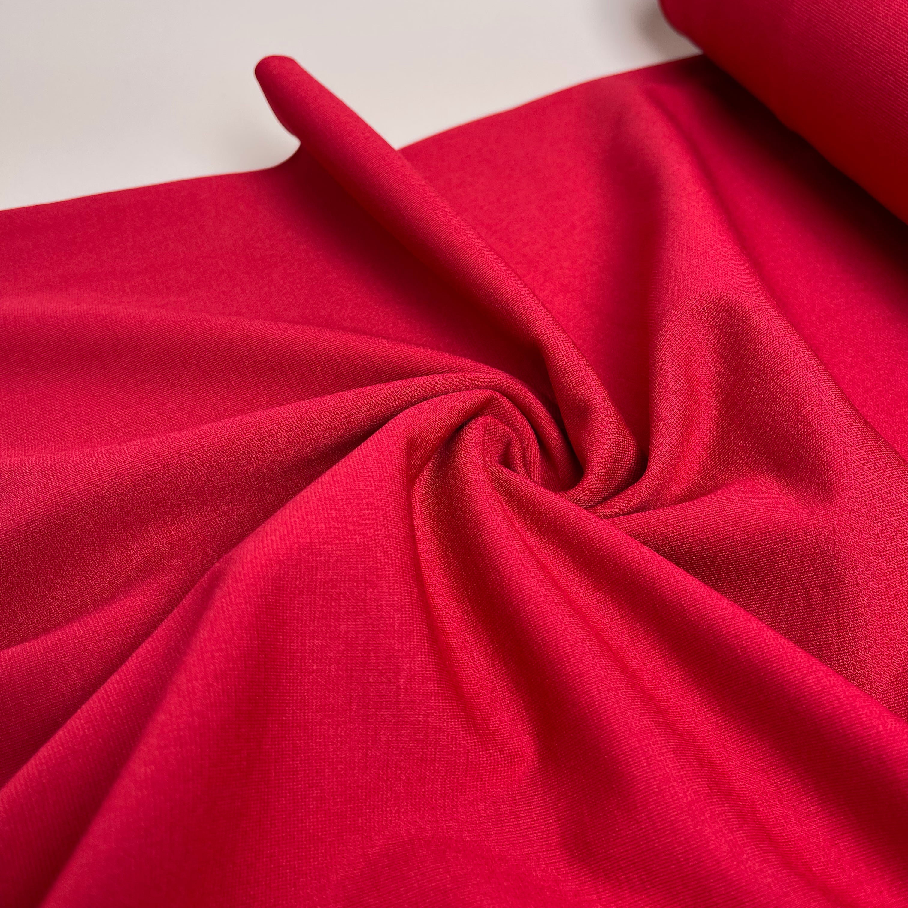 Red Viscose Ponte Roma Double Knit Fabric