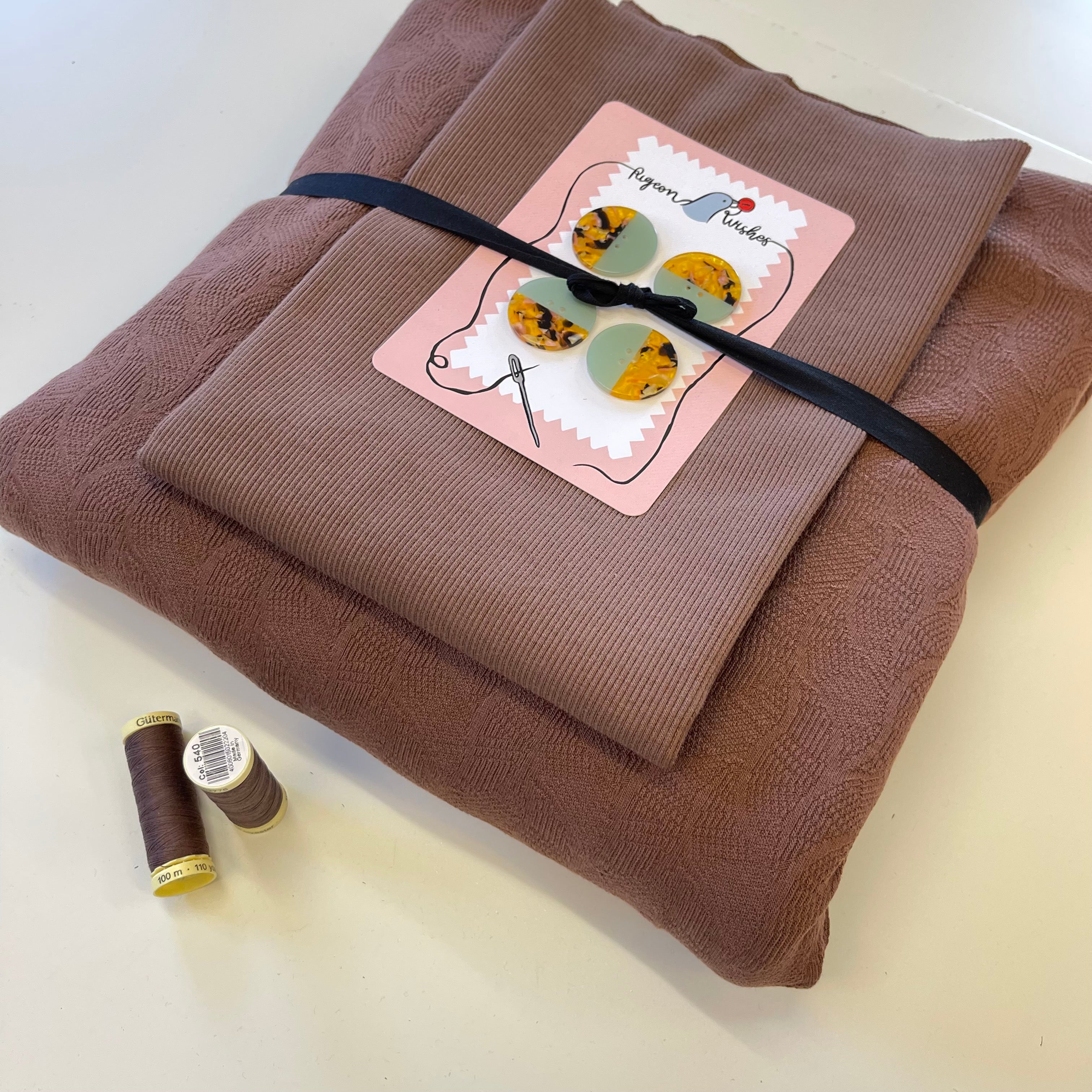 Colour Bundles - Organic Leaf Jacquard Dust Brown Sweater / Cardigan Kit